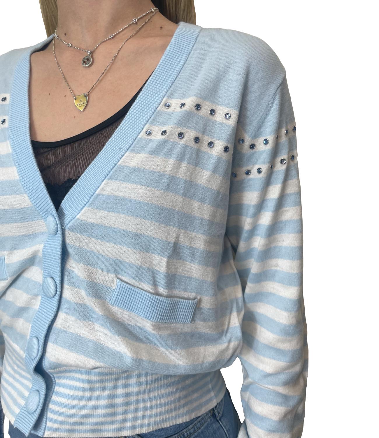 Liu Jo Maglia Cardigan Blu/Bianco Donna