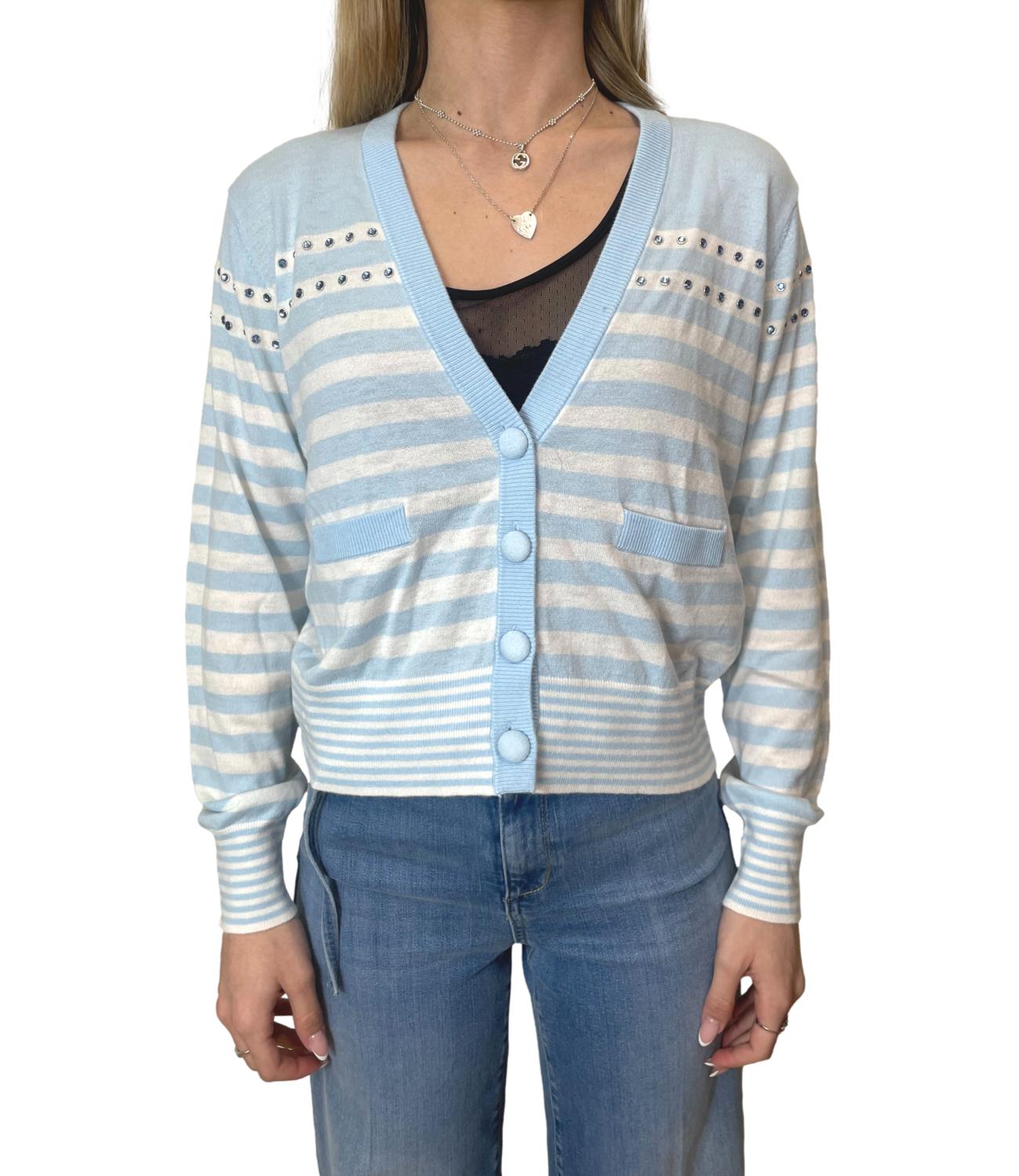 Liu Jo Maglia Cardigan Blu/Bianco Donna