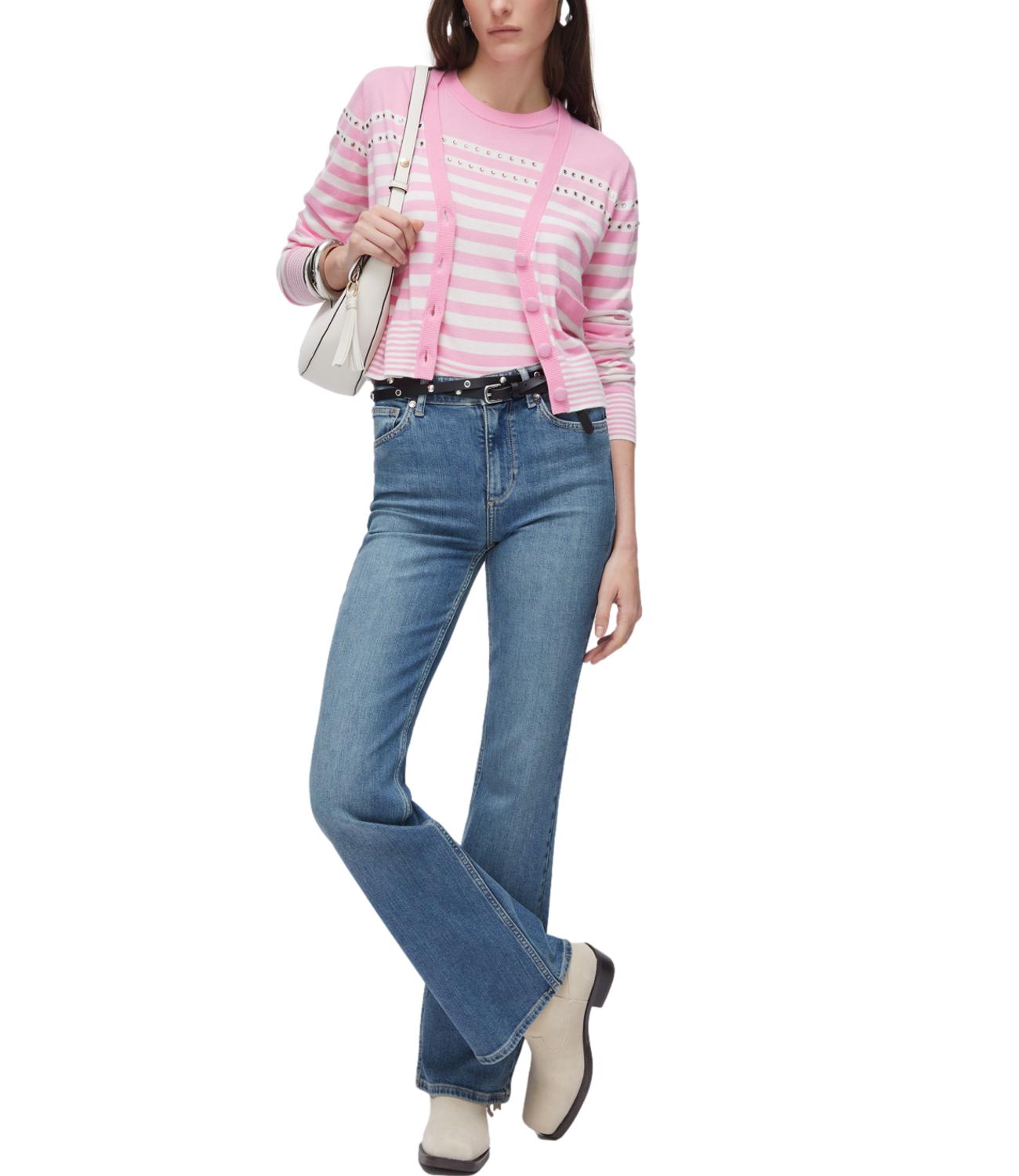Liu Jo Maglia Cardigan Rosa/Bianco Donna