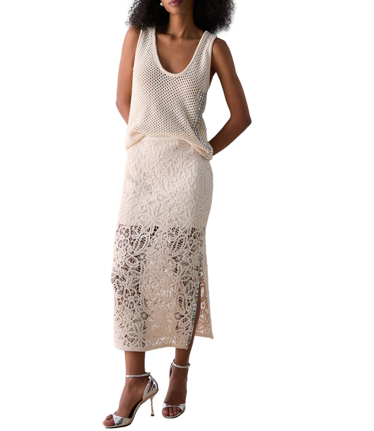 Liu Jo Gonna Macramè Naturale/Bco Lana Donna