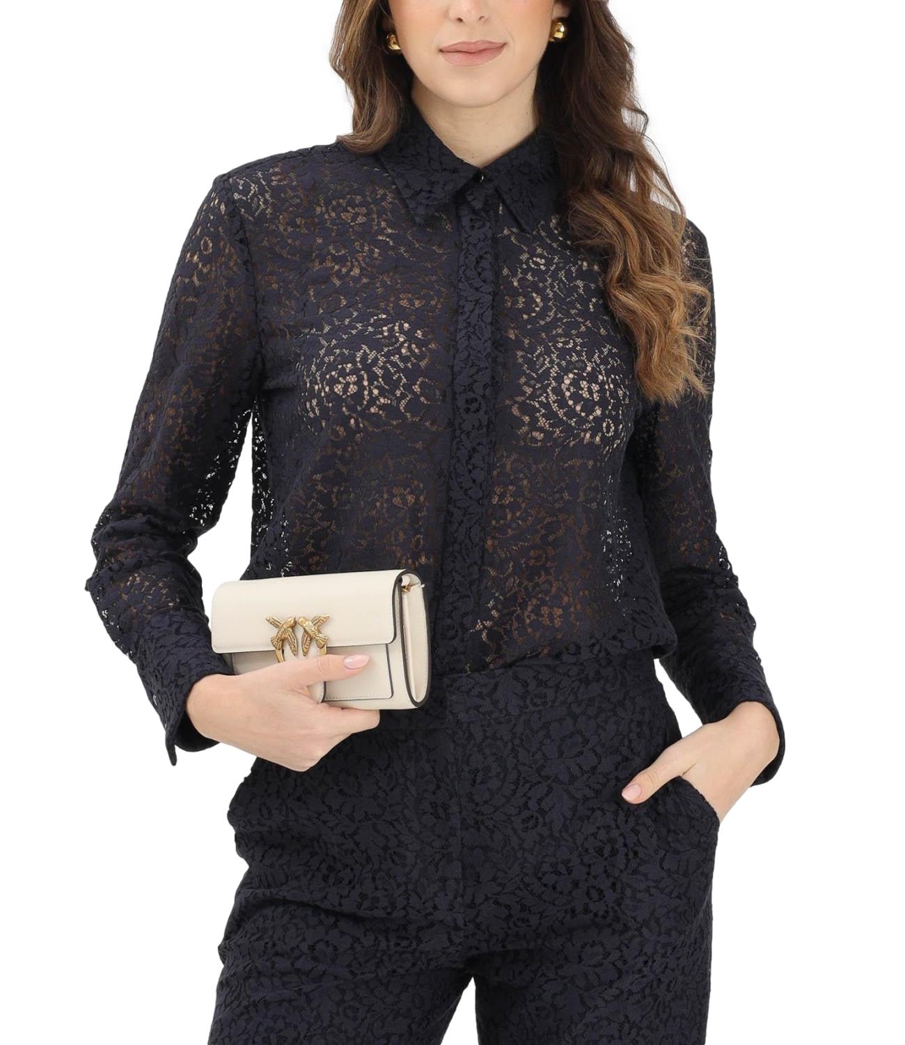 Mstgala camcia pizzo blu scura
