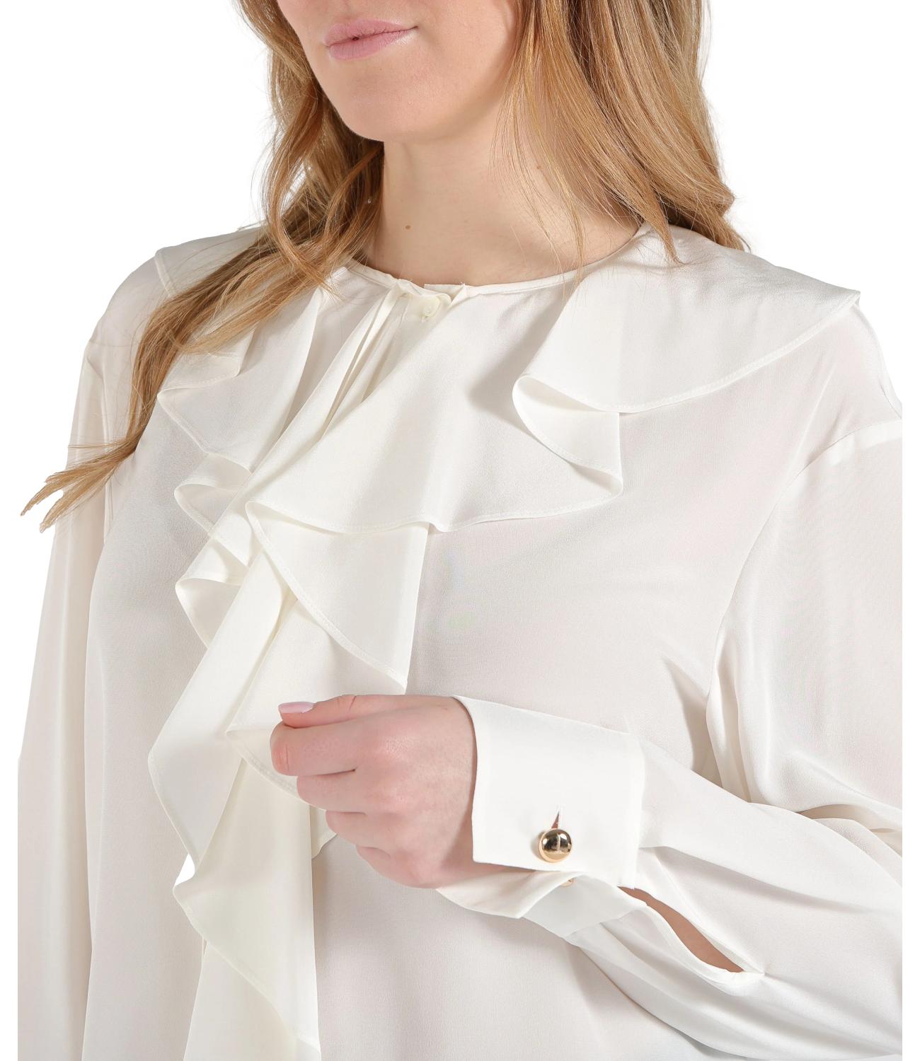 Mstepica Camicia in crepe bianco panna