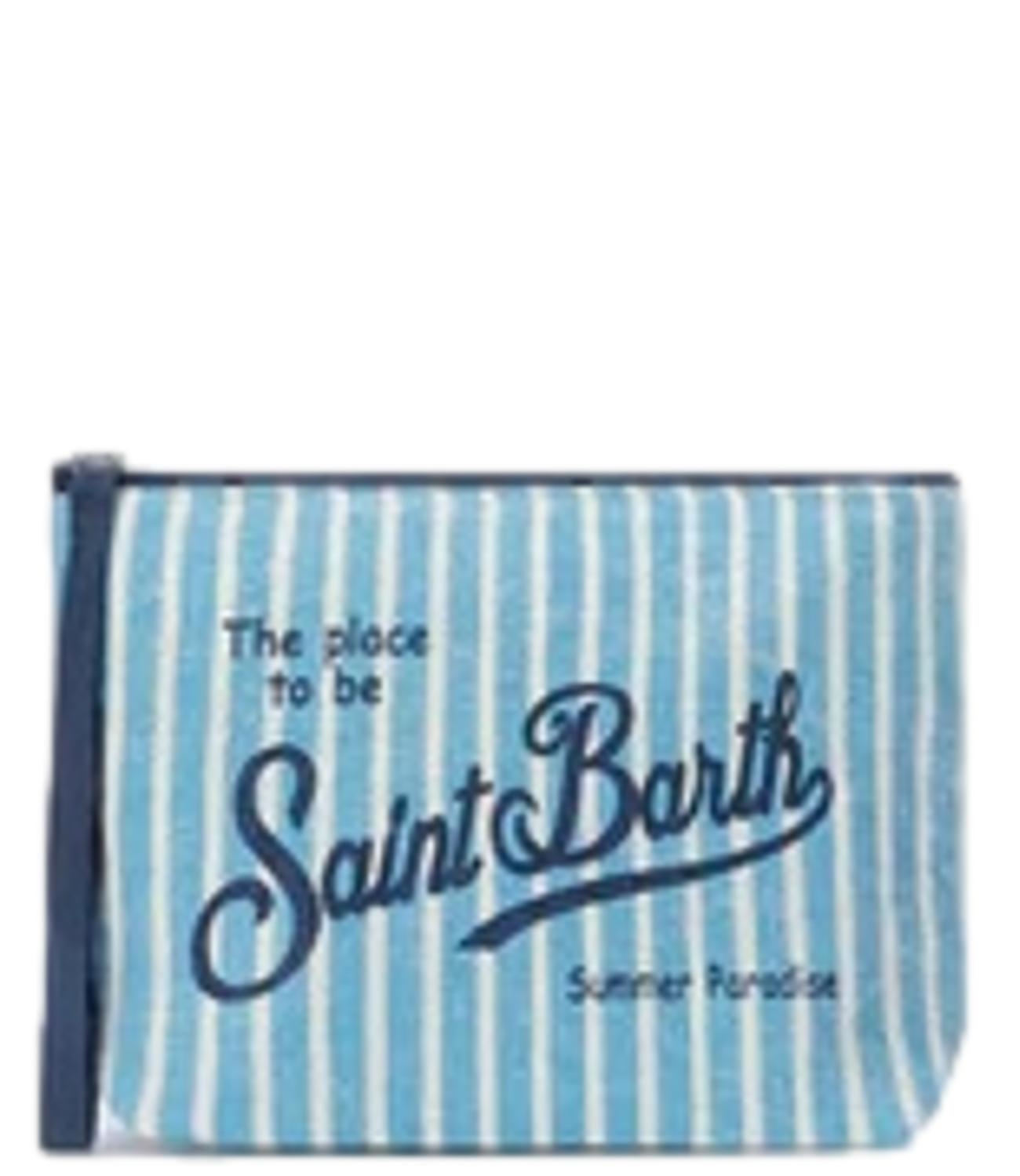 Aline Pochette in lino righe azzurro donna