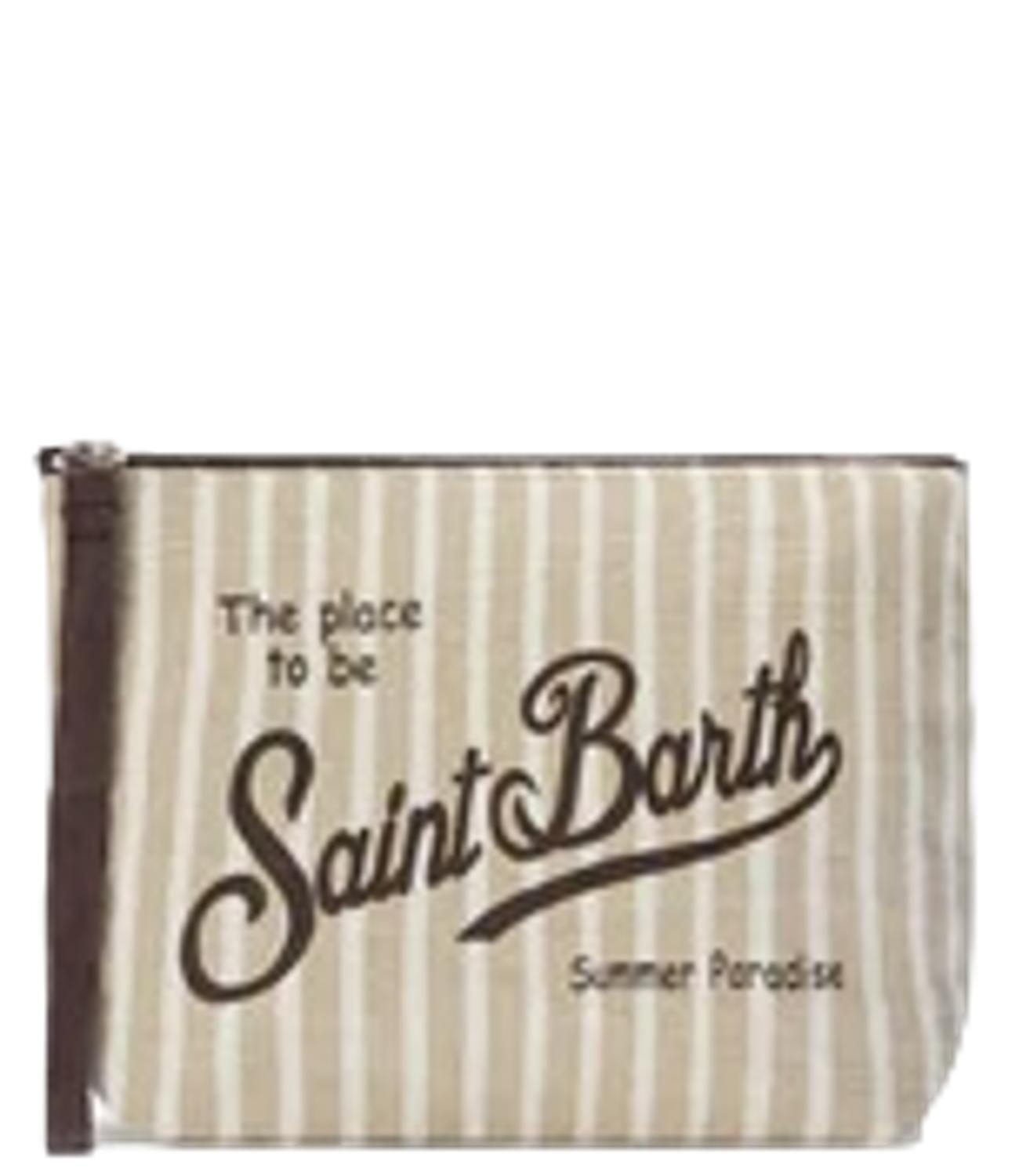 Aline Pochette in lino righe beigew donna