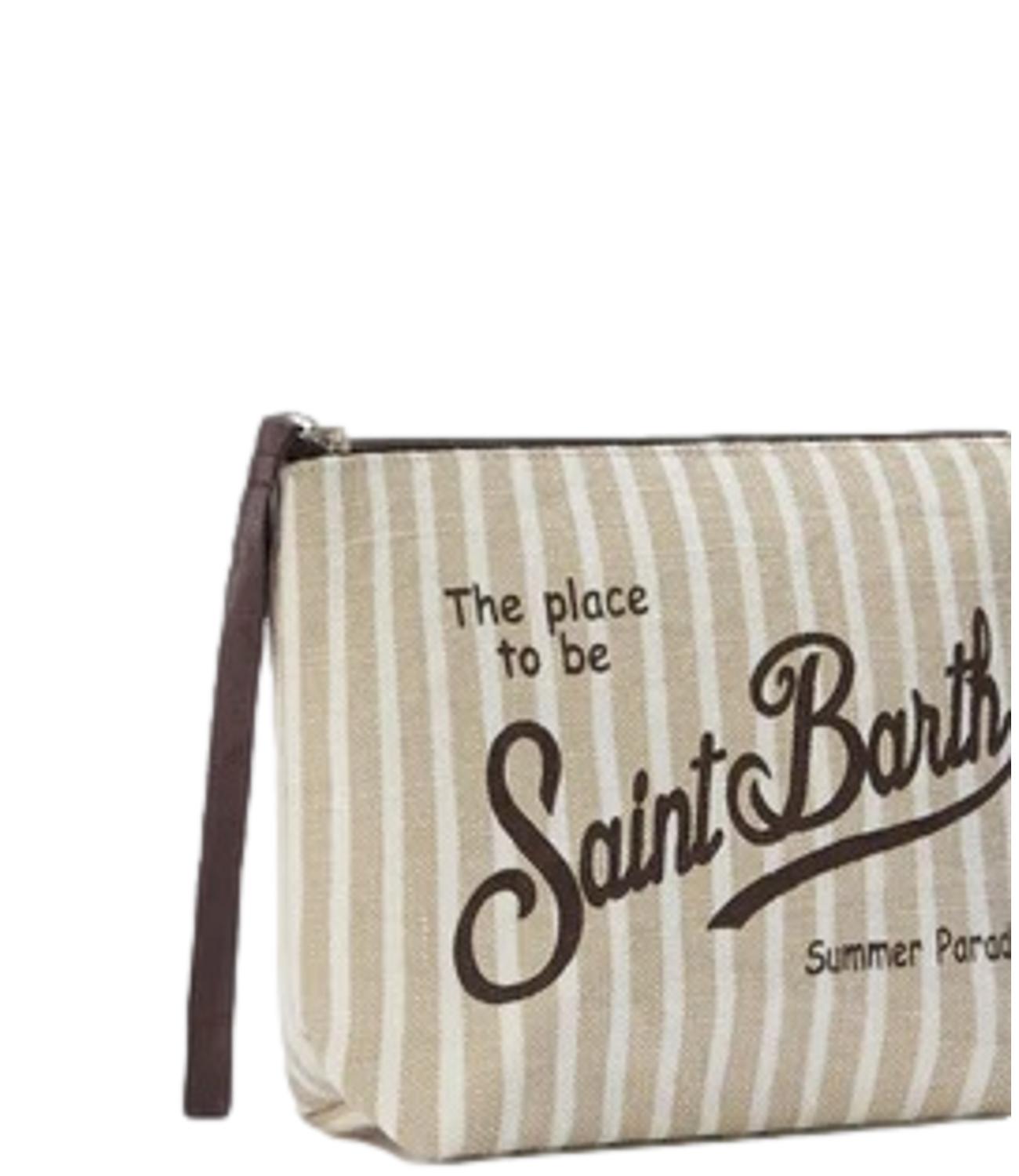 Aline Pochette in lino righe beigew donna