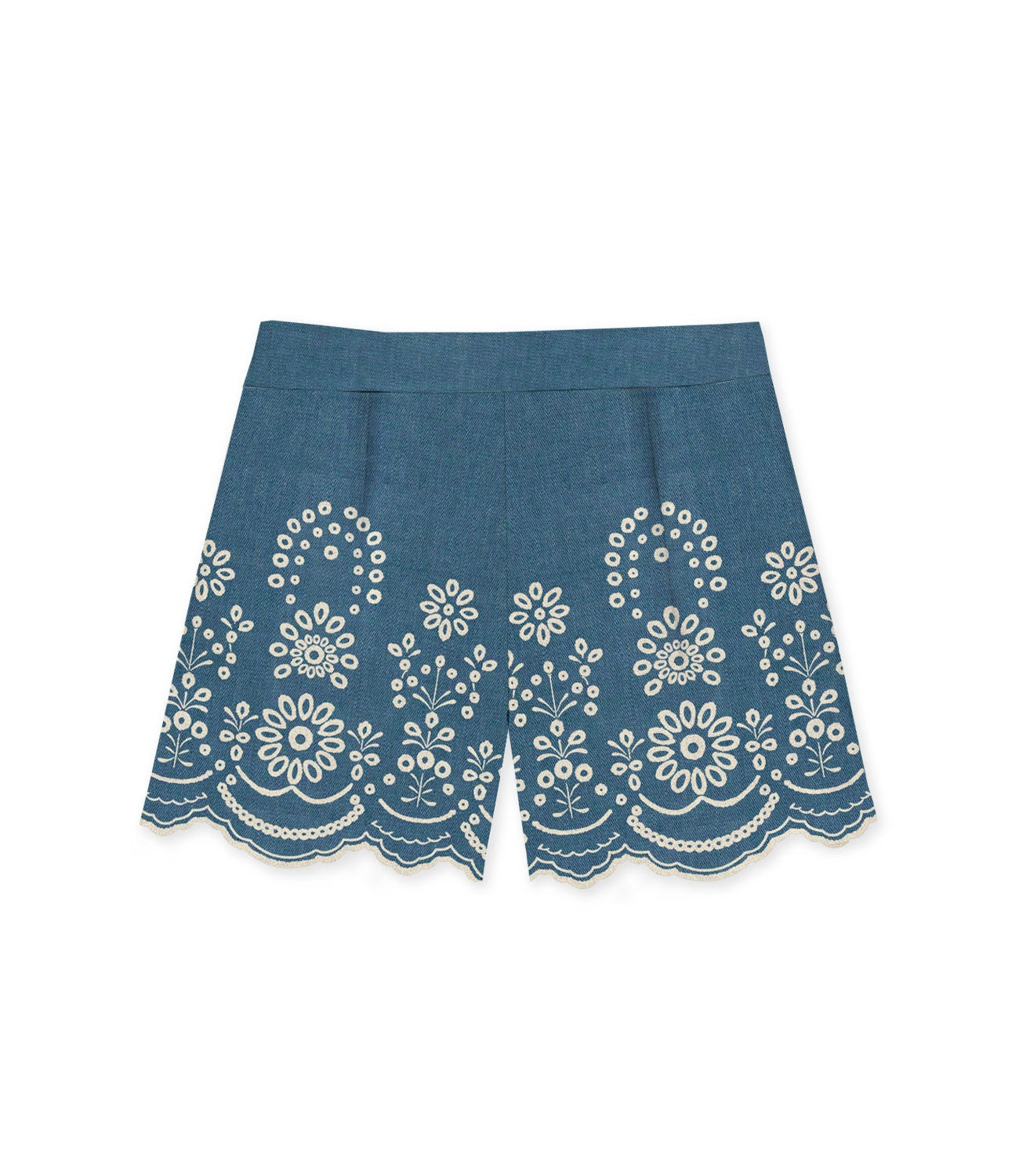 MC2 Saint Barth Short Ricamato Blu Denim Donna