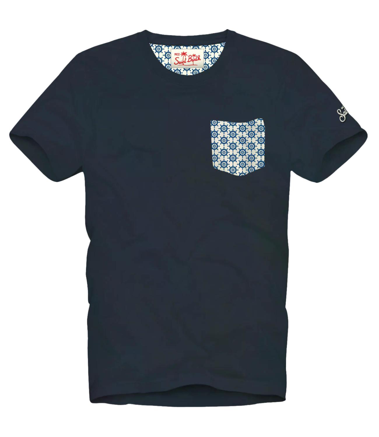 MC2 Saint Barth T-shirt Blanche Celeste Tie Uomo
