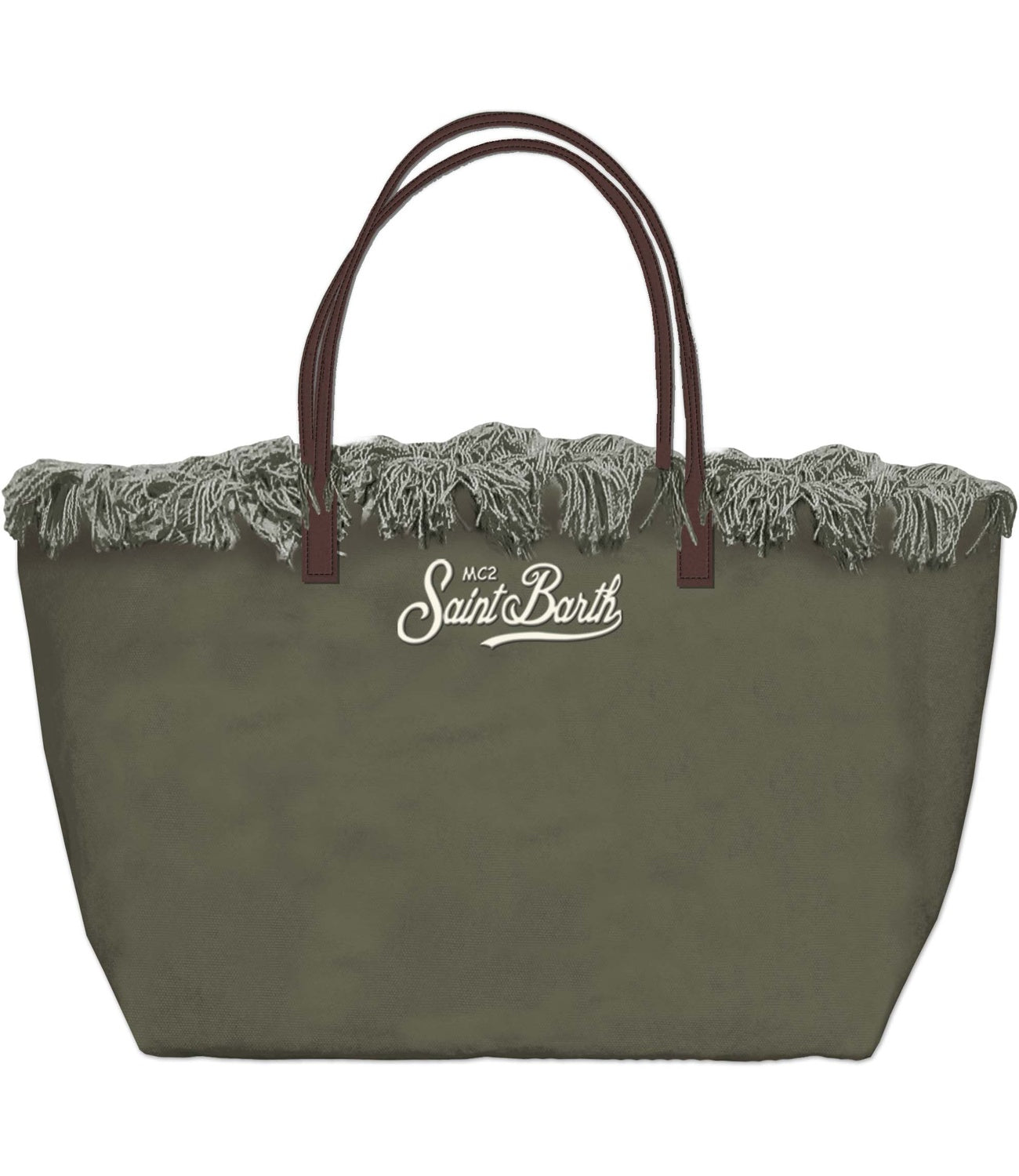 Borsa City bag fringe verde canvas 52 emb