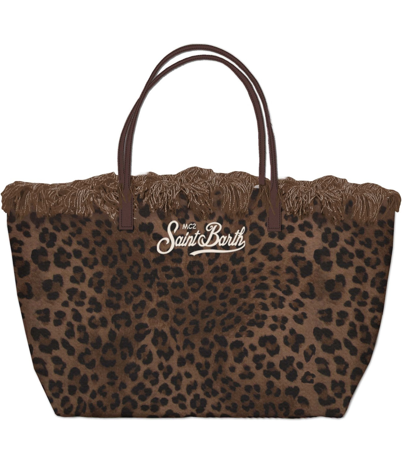 Borsa City bag fringe canvas dark leopard