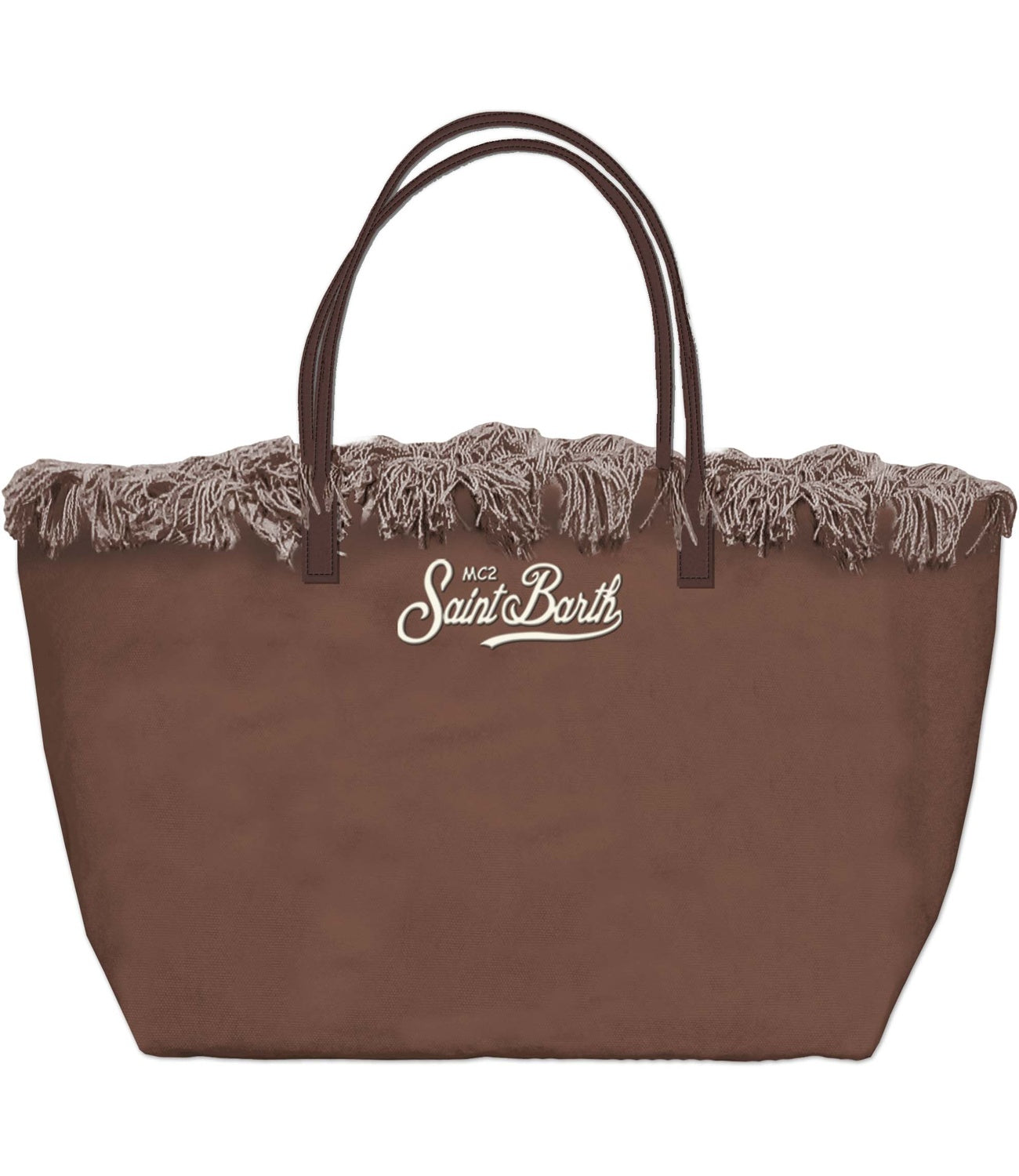 Borsa City bag fringe brown canvas 18 emb