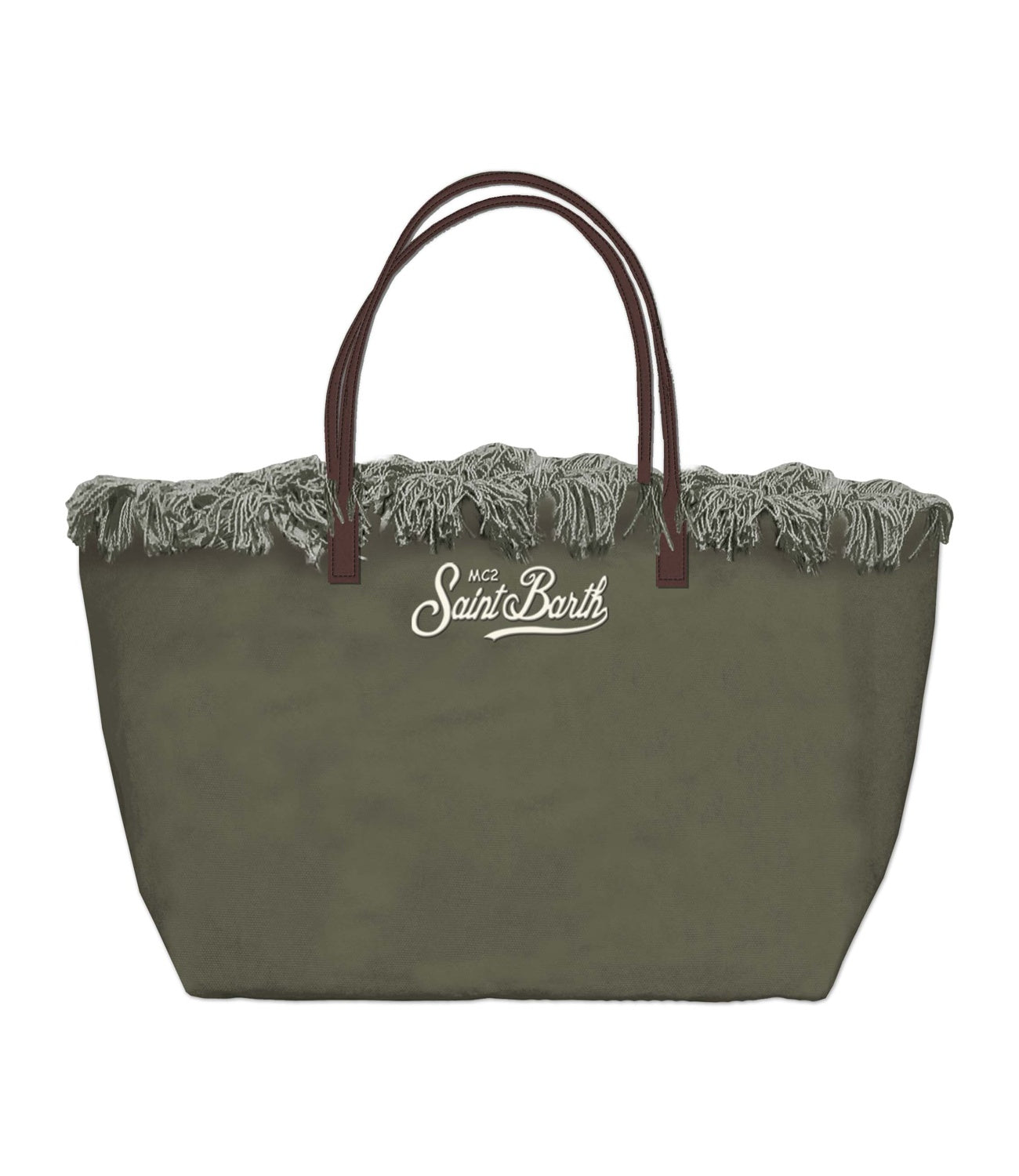 MC2 Saint Barth borsa City bag mid fringe verde militare