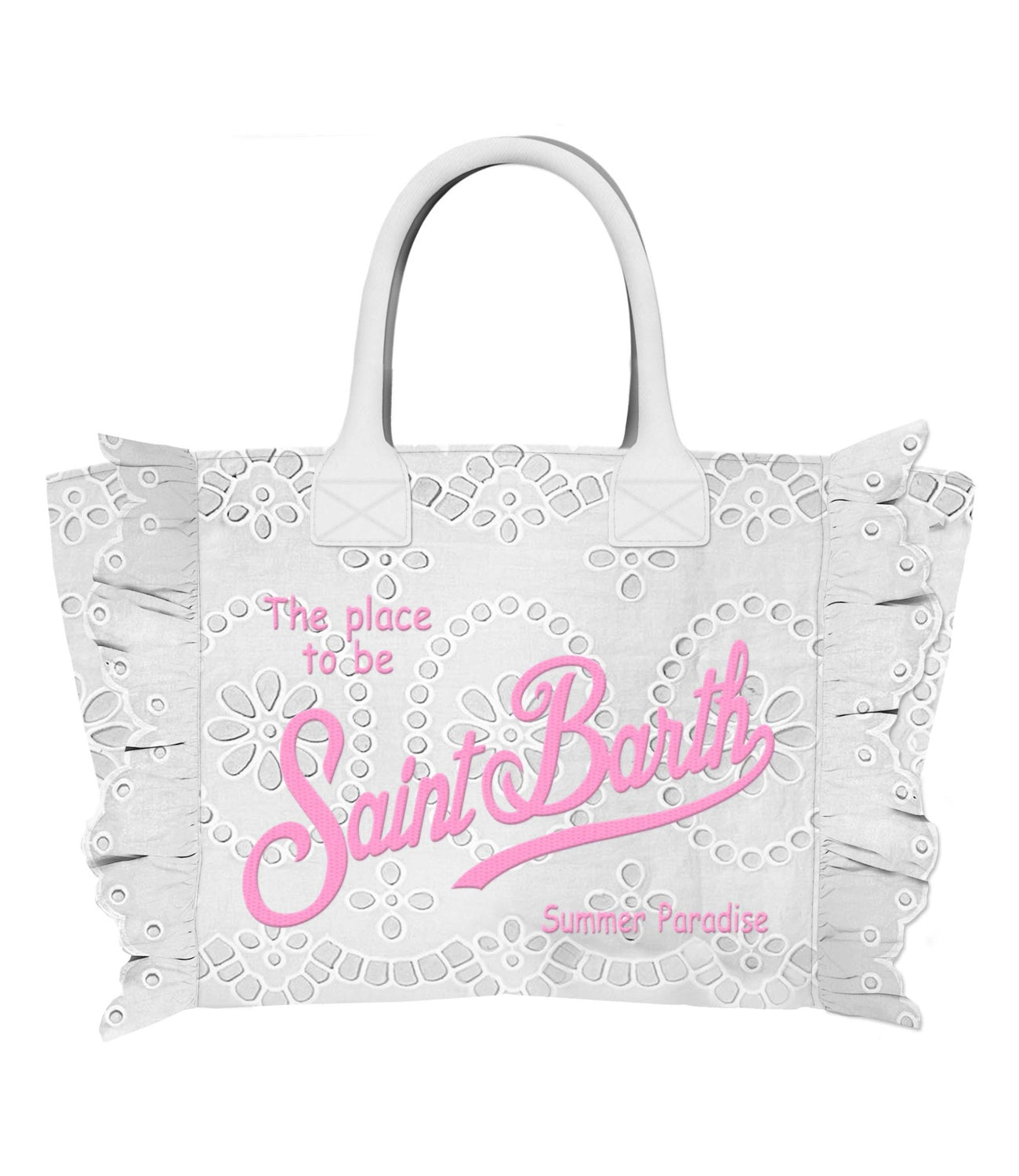 MC2 Saint Barth borsa Colett Volant N sangallo bianco/rosa