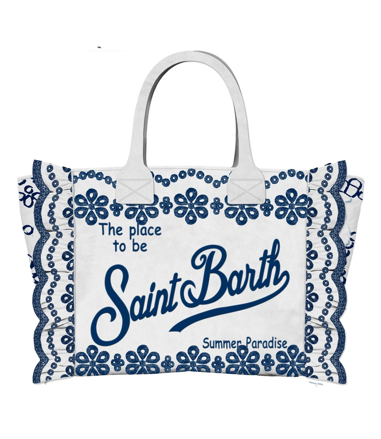 MC2 Saint Barth borsa Colette Volant N sangallo flowers Bianco/Blu