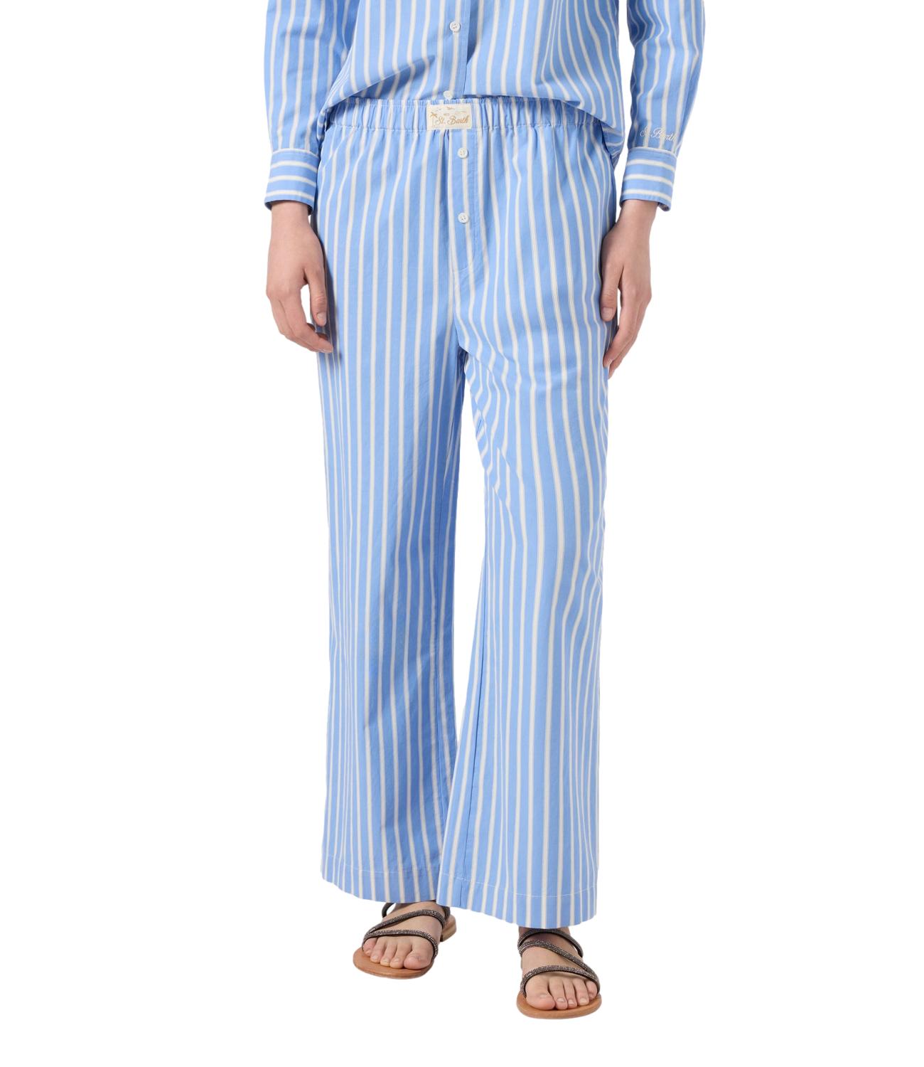 MC2 Saint Barth Pantaloni Doha Righe Azzurro Donna