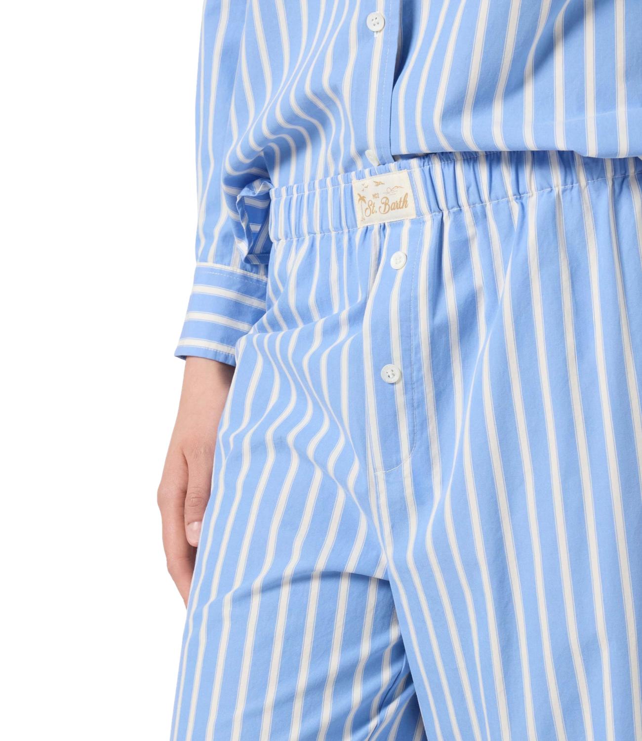 MC2 Saint Barth Pantaloni Doha Righe Azzurro Donna