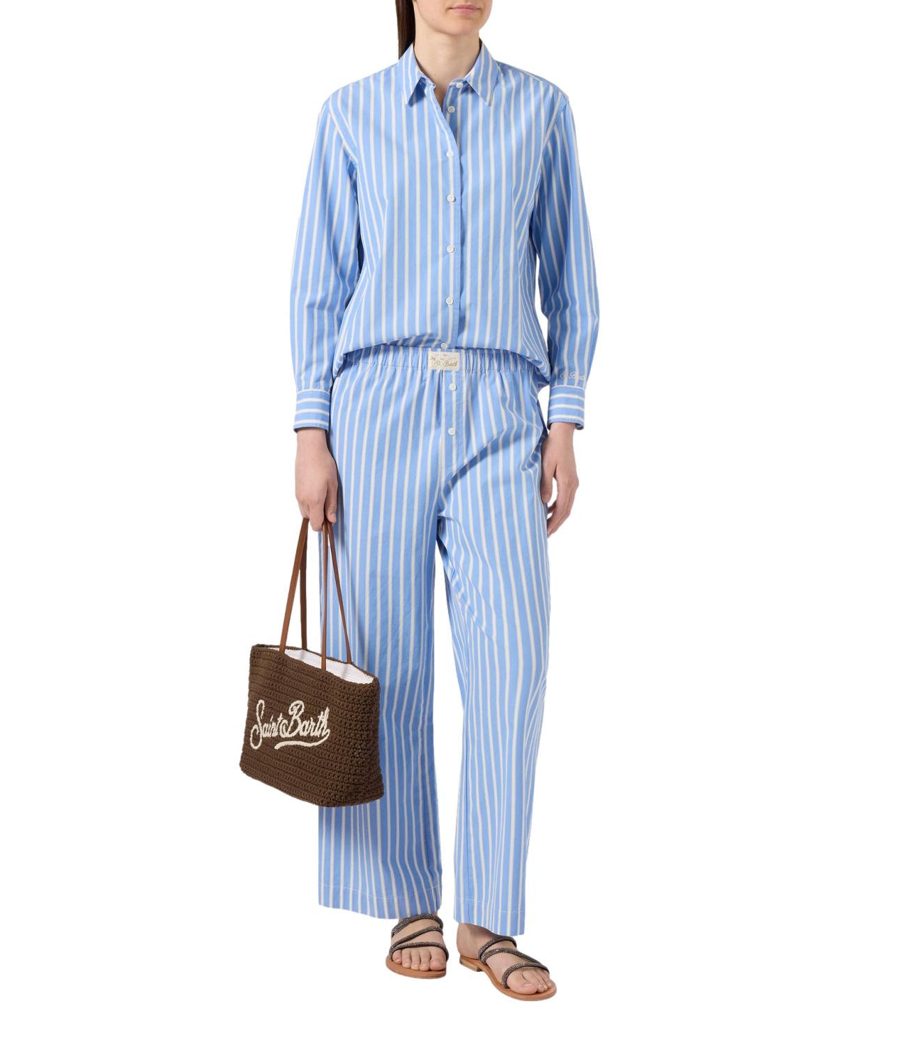 MC2 Saint Barth Pantaloni Doha Righe Azzurro Donna