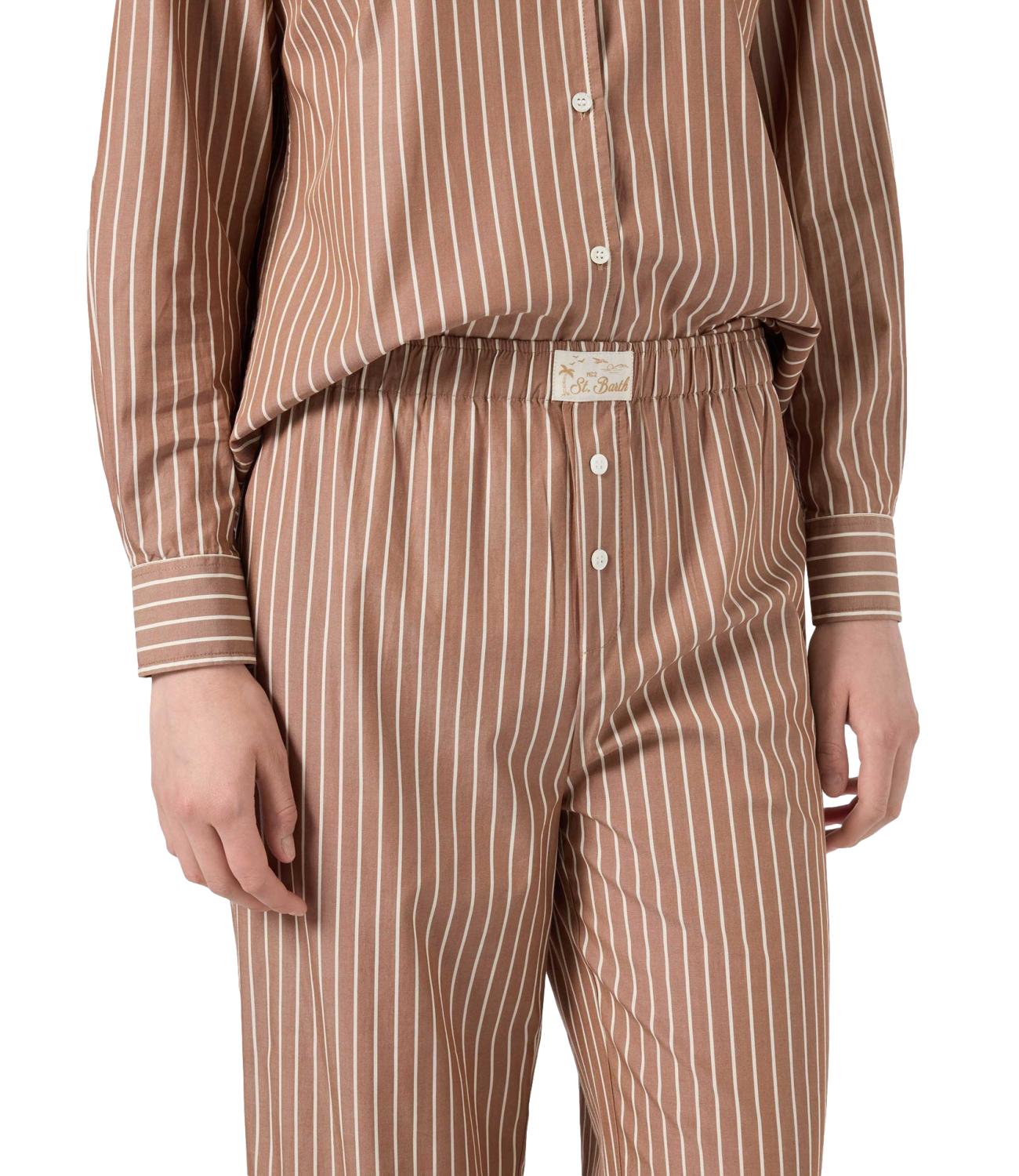 MC2 Saint Barth Pantaloni Doha Righe Beige Donna
