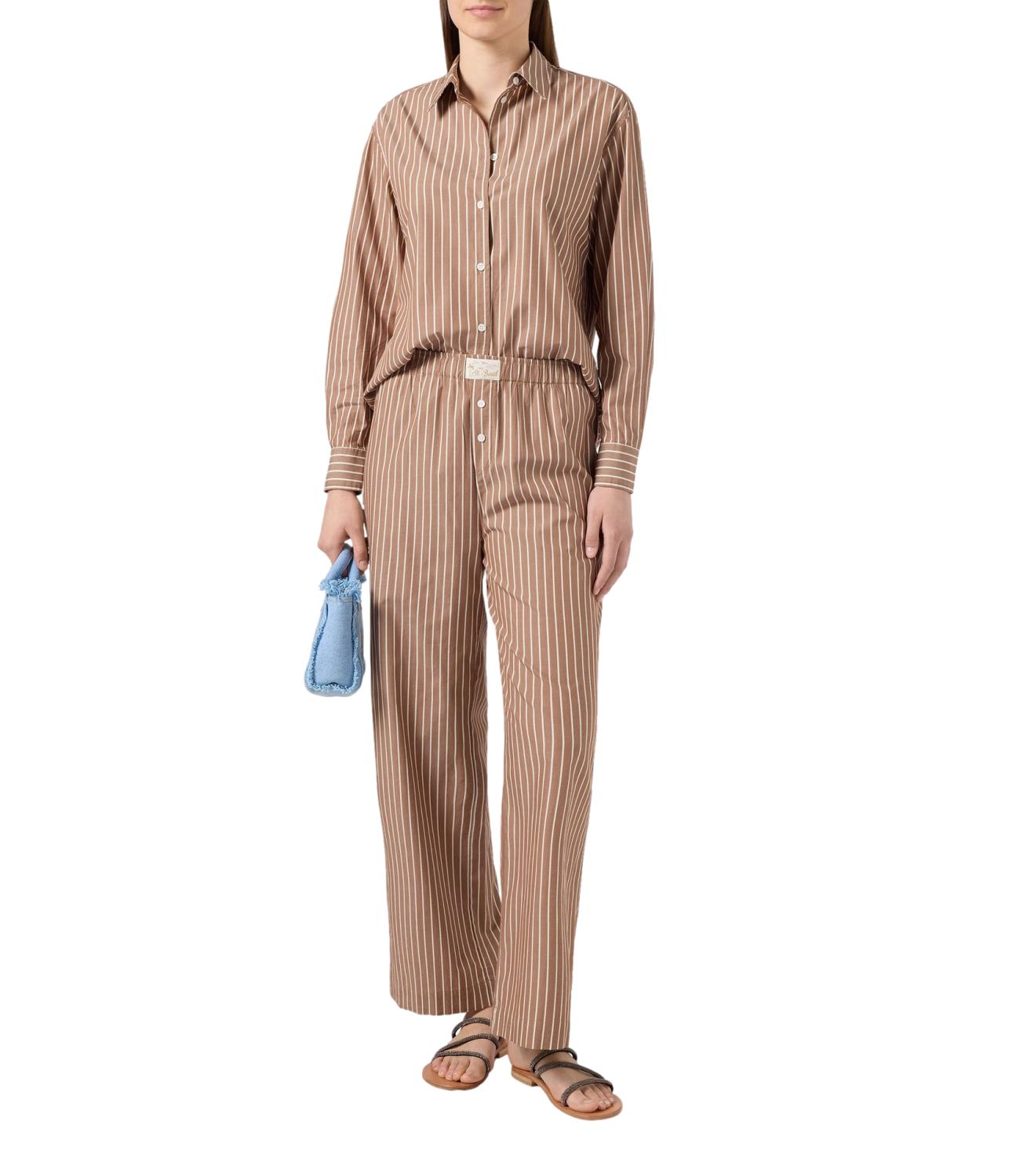 MC2 Saint Barth Pantaloni Doha Righe Beige Donna
