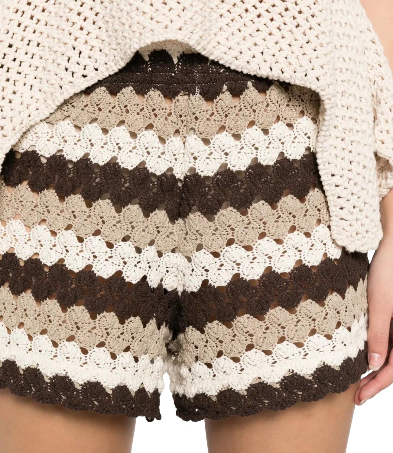 MC2 Saint Barth Short Meave Crochet Beige Donna