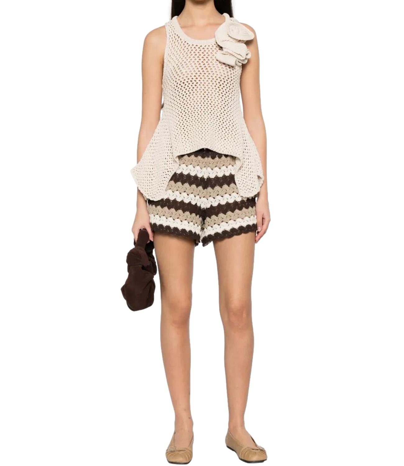 MC2 Saint Barth Short Meave Crochet Beige Donna
