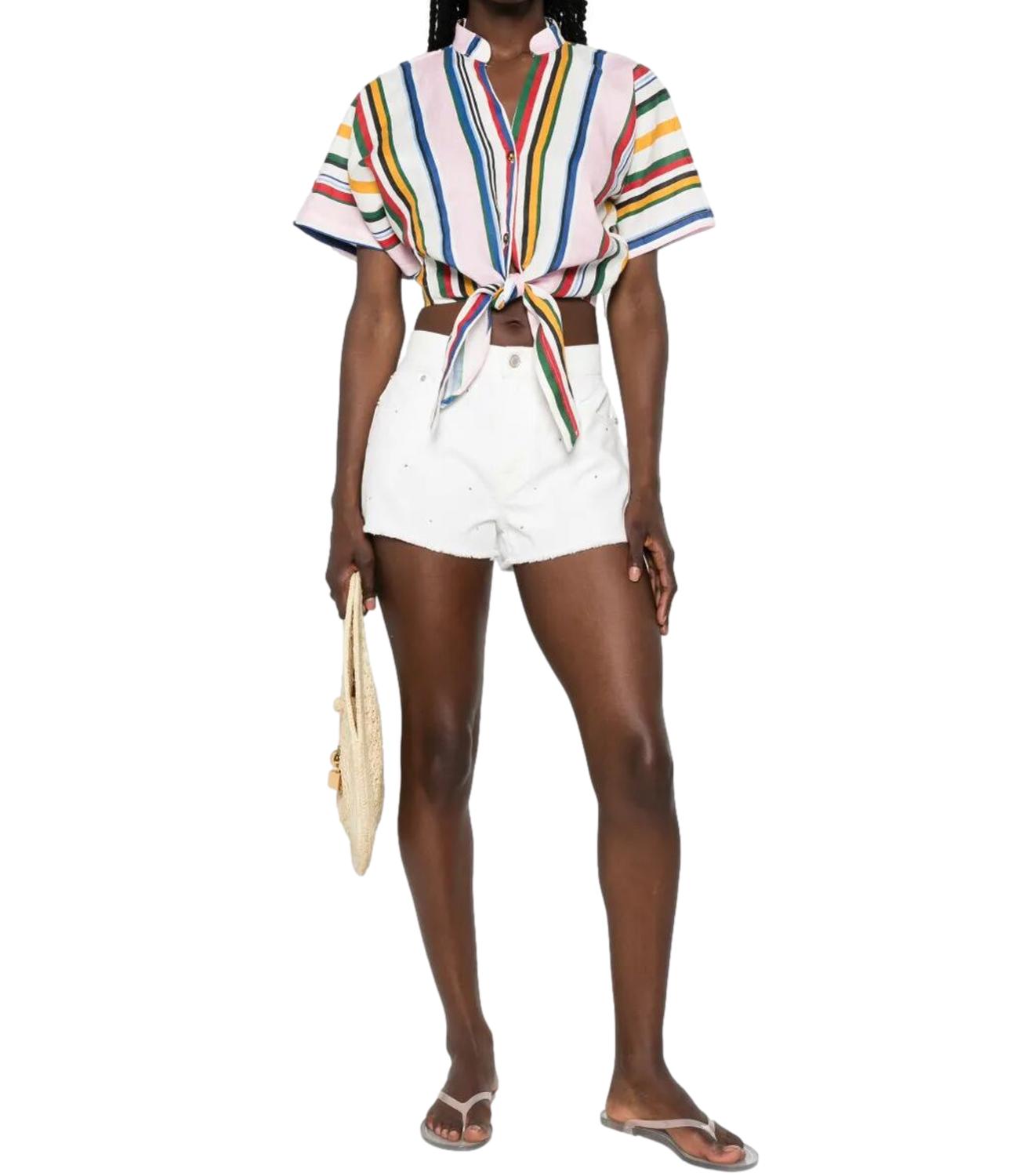 MC2 Saint Barth Short Musa Strass Denim Bianco Donna