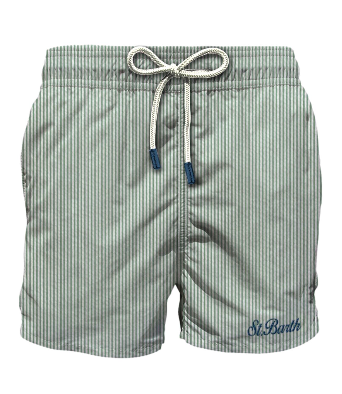 MC2 Saint Barth Patmos Seersucker Stripe Verde Uomo