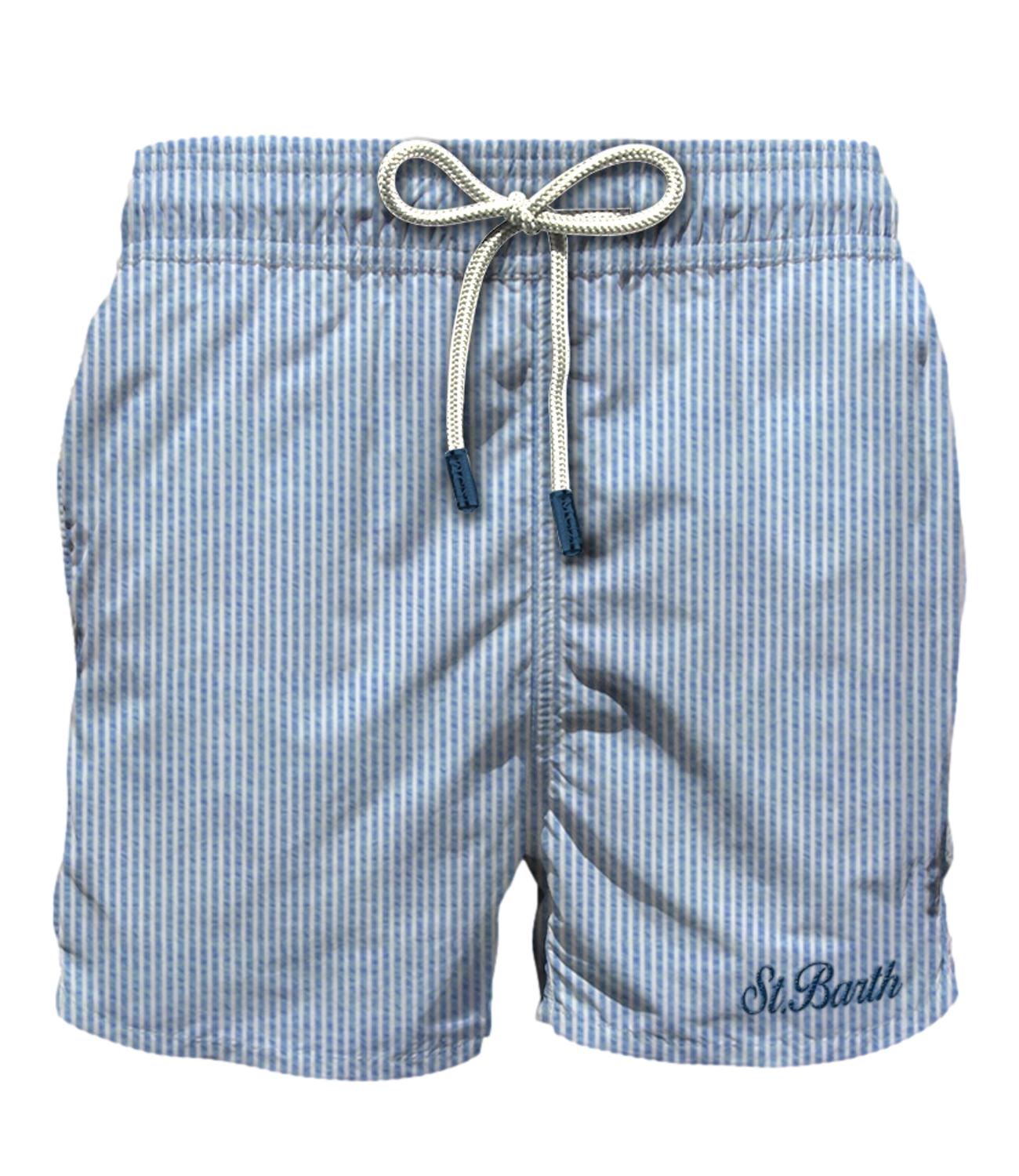MC2 Saint Barth Patmos Seersucker Stripe Celeste Uomo