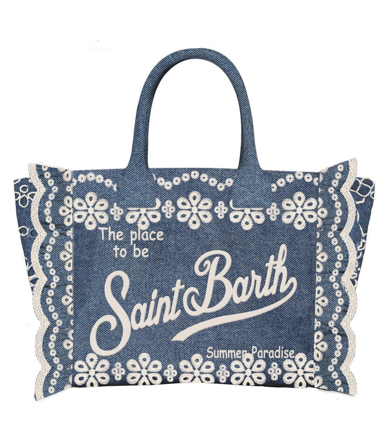 MC2 Saint Barth borsa Vanity Volant N sangallo flower blu denim