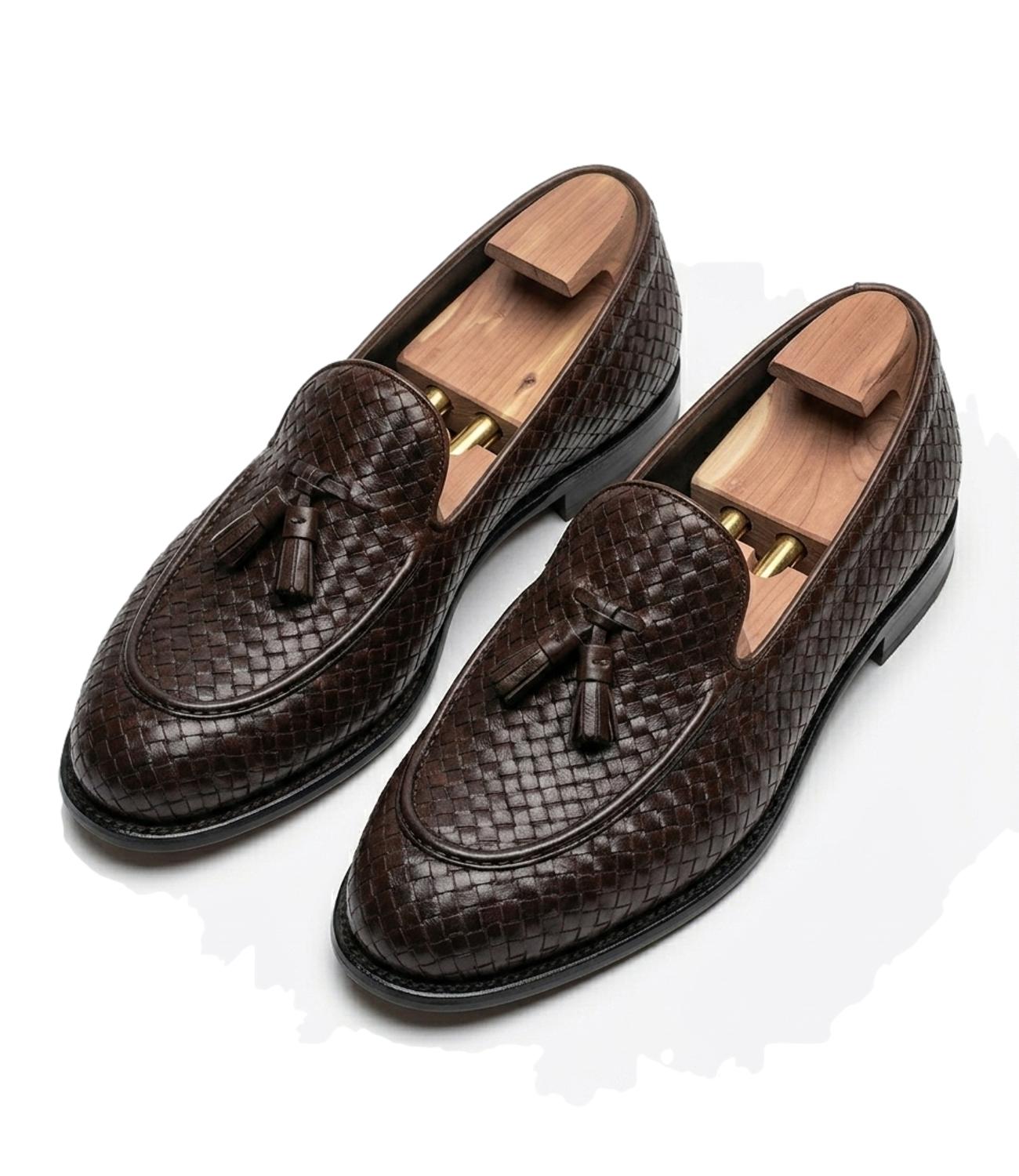 Mocassino intrecciato marrone Mino Ronzoni