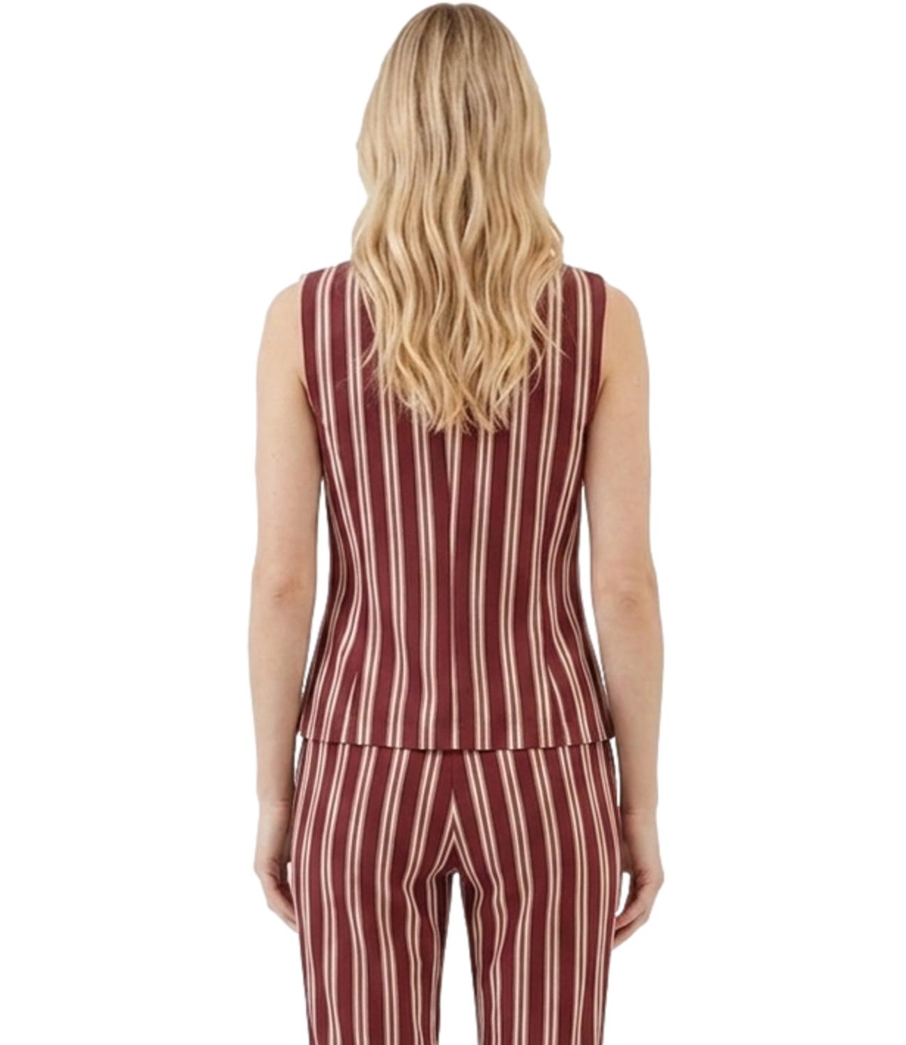 Motel Gilet Righe Bordeaux Donna