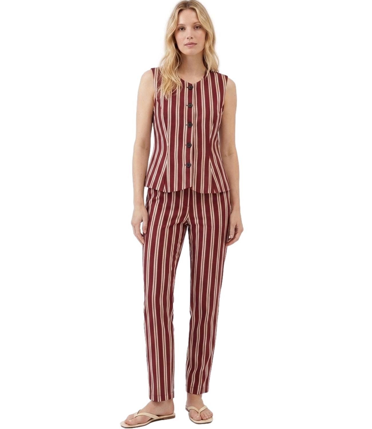 Motel Gilet Righe Bordeaux Donna