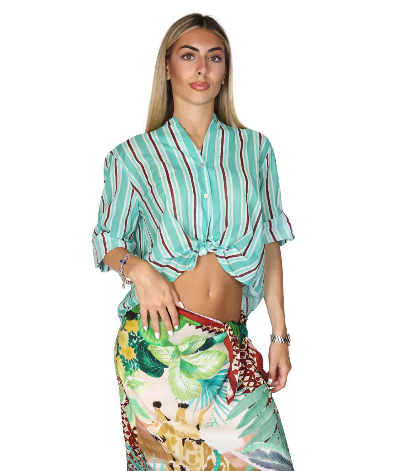 Motel Camicia Riga Celeste Donna
