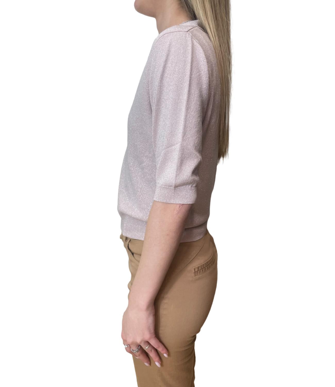 Motel Maglia Polo Lurex Rosa Donna