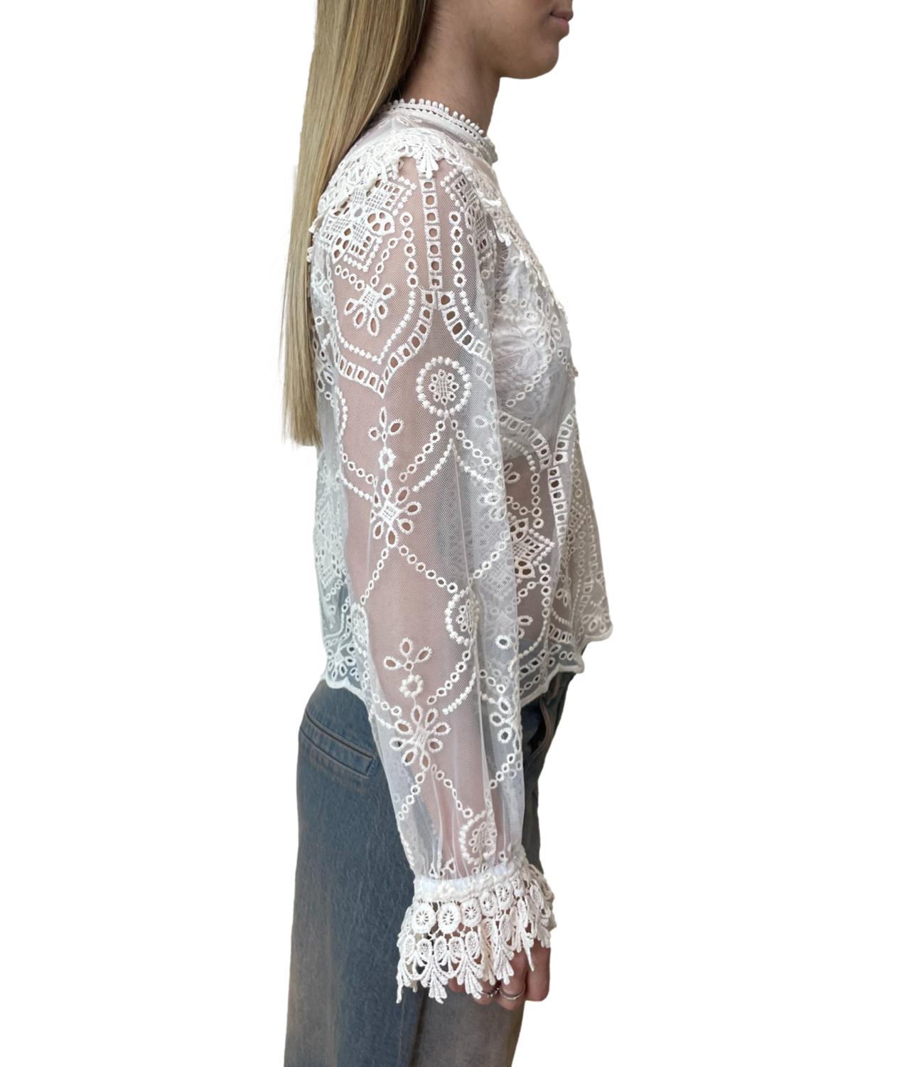 Motel Camicia Pizzo Panna Donna