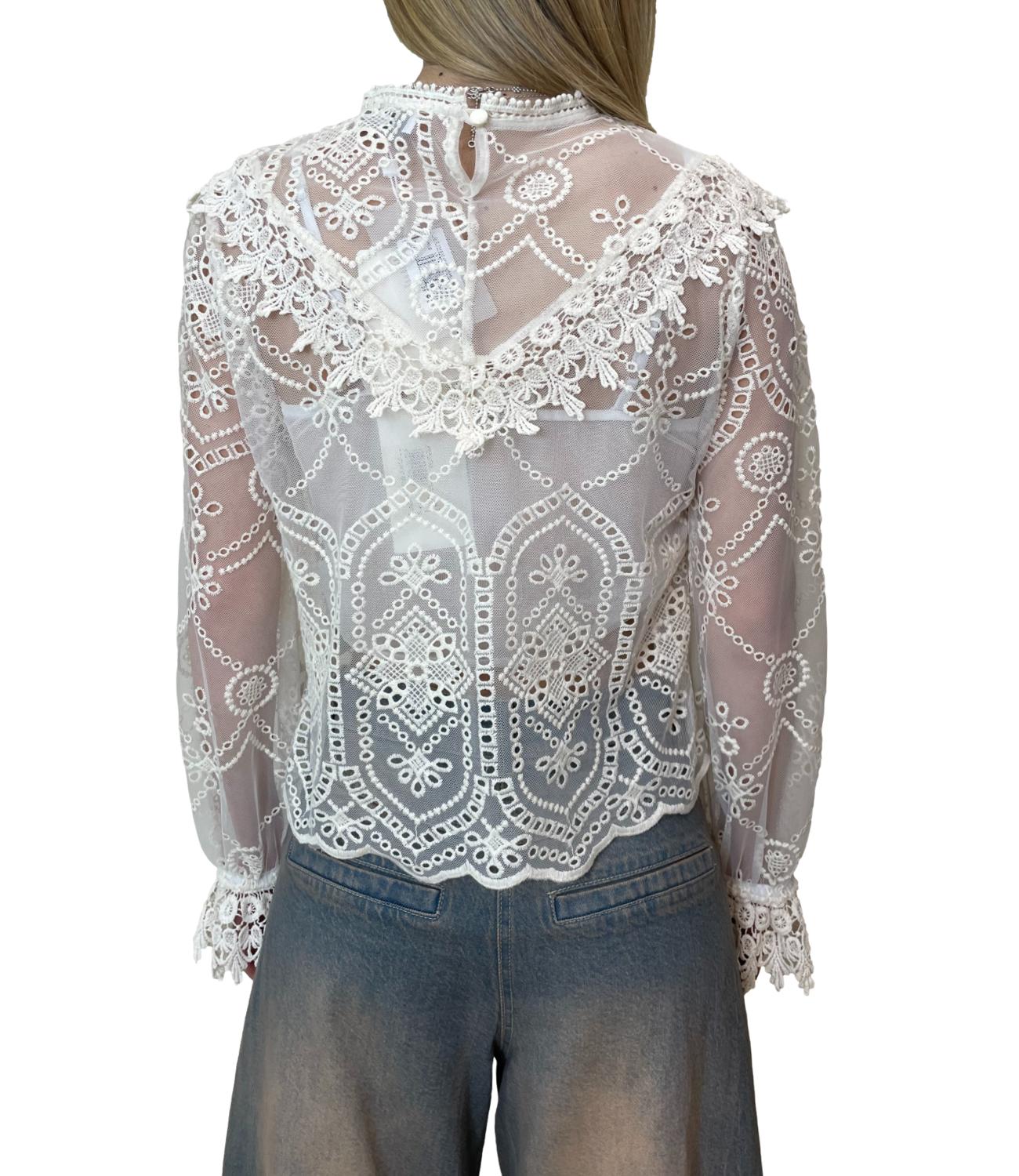 Motel Camicia Pizzo Panna Donna