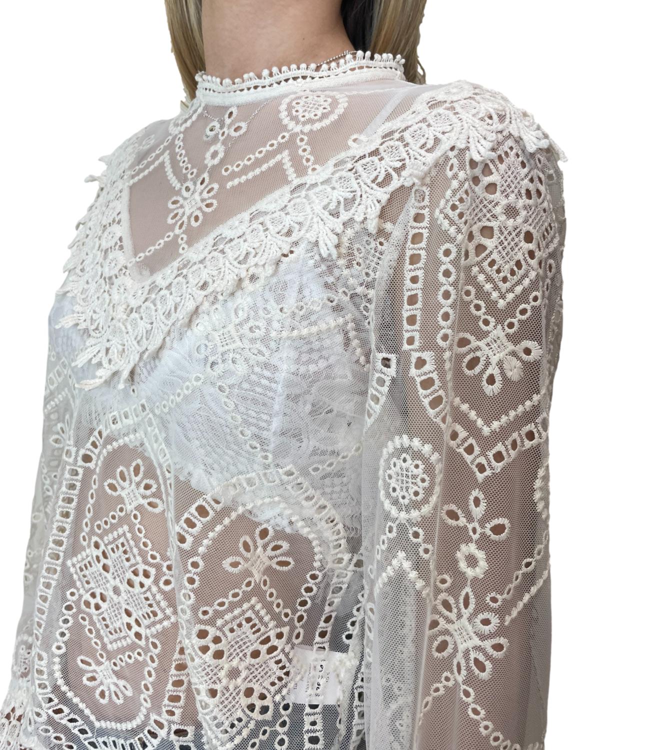 Motel Camicia Pizzo Panna Donna
