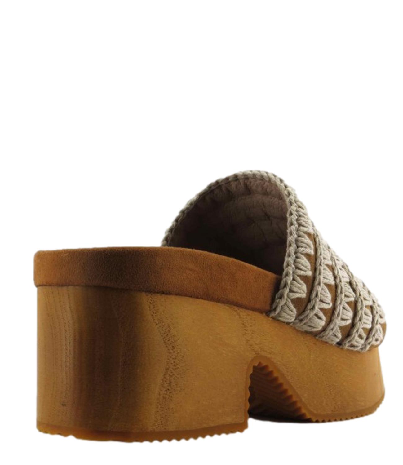 Mou Sandalo Monoband high heel wood clog Cognac Donna