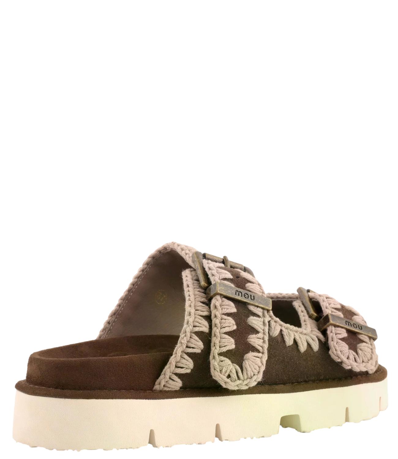 Mou bio sandal two buckles deep brown donna