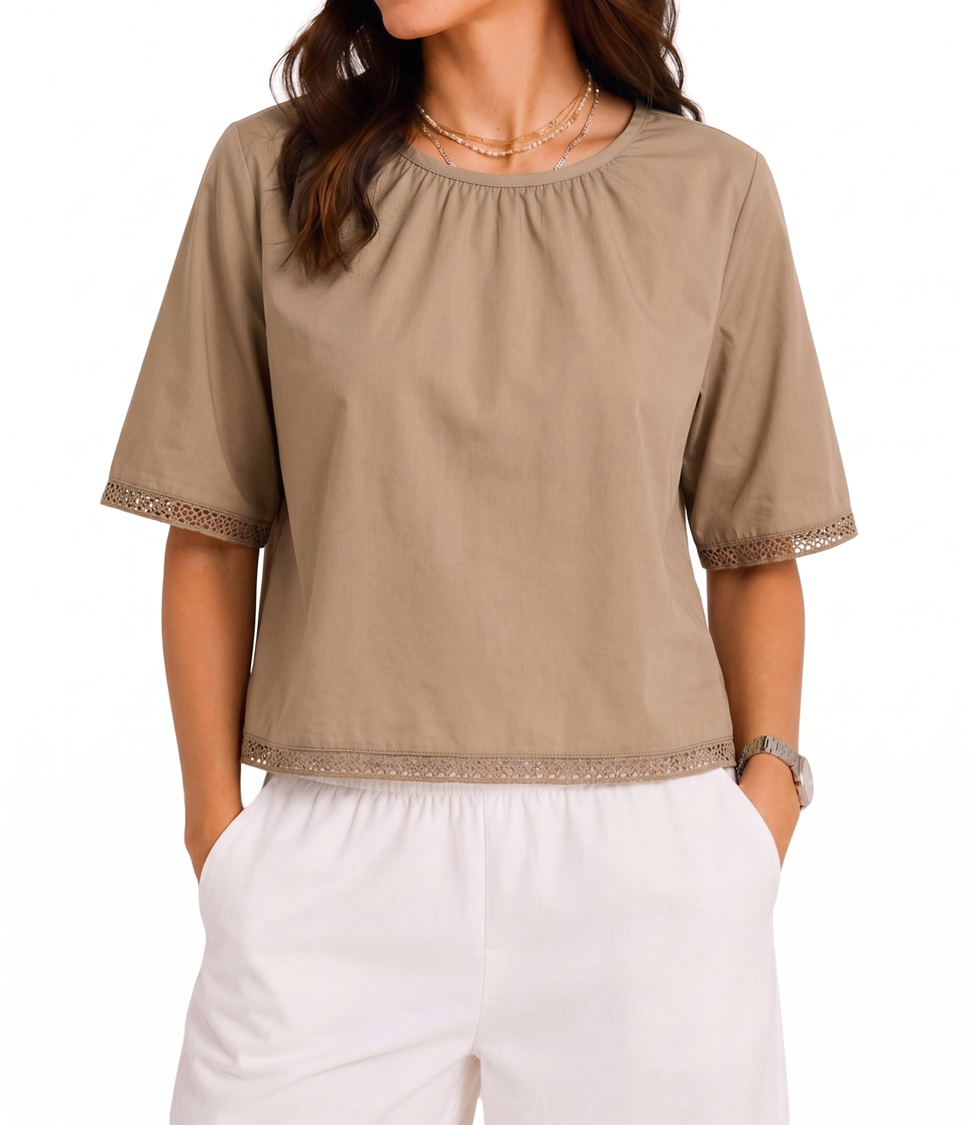 Myastreet Blusa Beige Donna