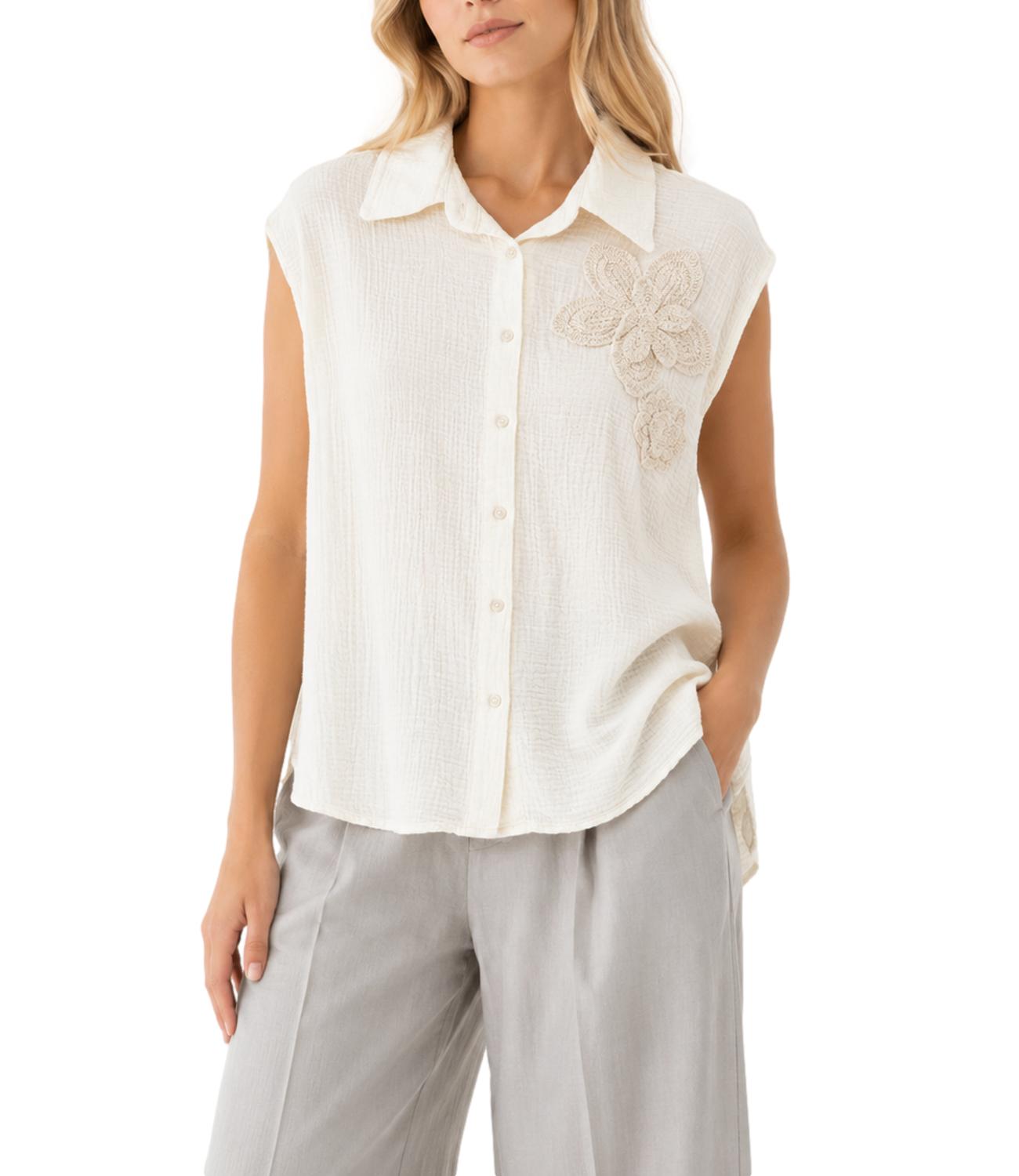 Philia loft camicia giromanica donna beige chiaro