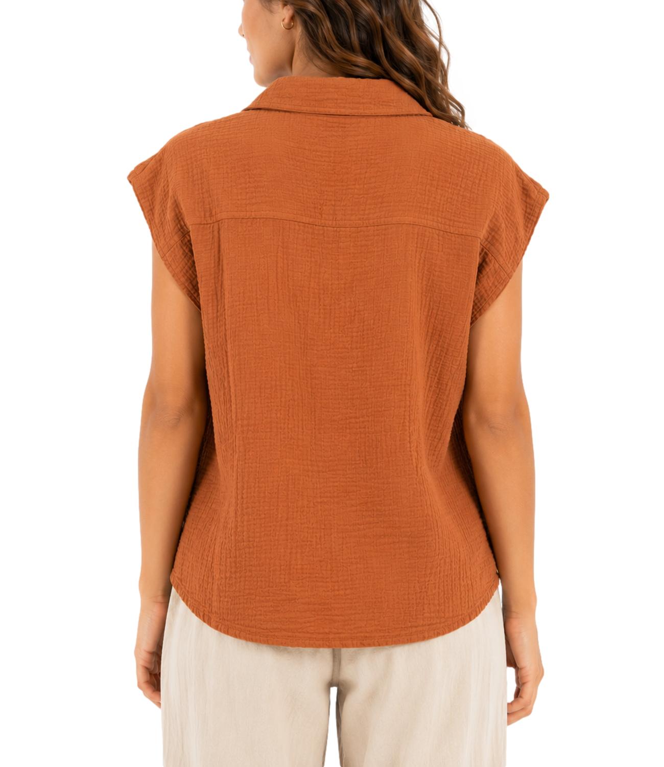 Philia loft camicia tabacco con fiore
