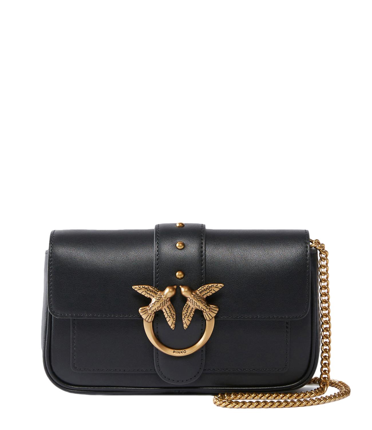 Pinko Borsa Love One Pocket C Vitello Seta Nero/Gold Donna