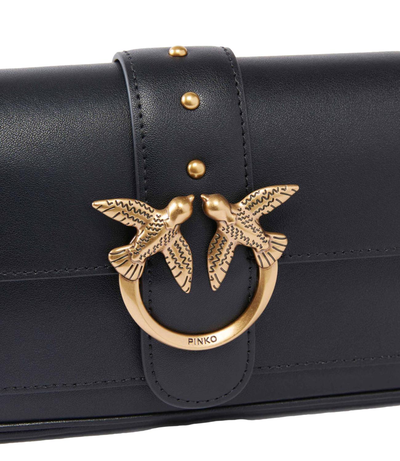 Pinko Borsa Love One Pocket C Vitello Seta Nero/Gold Donna