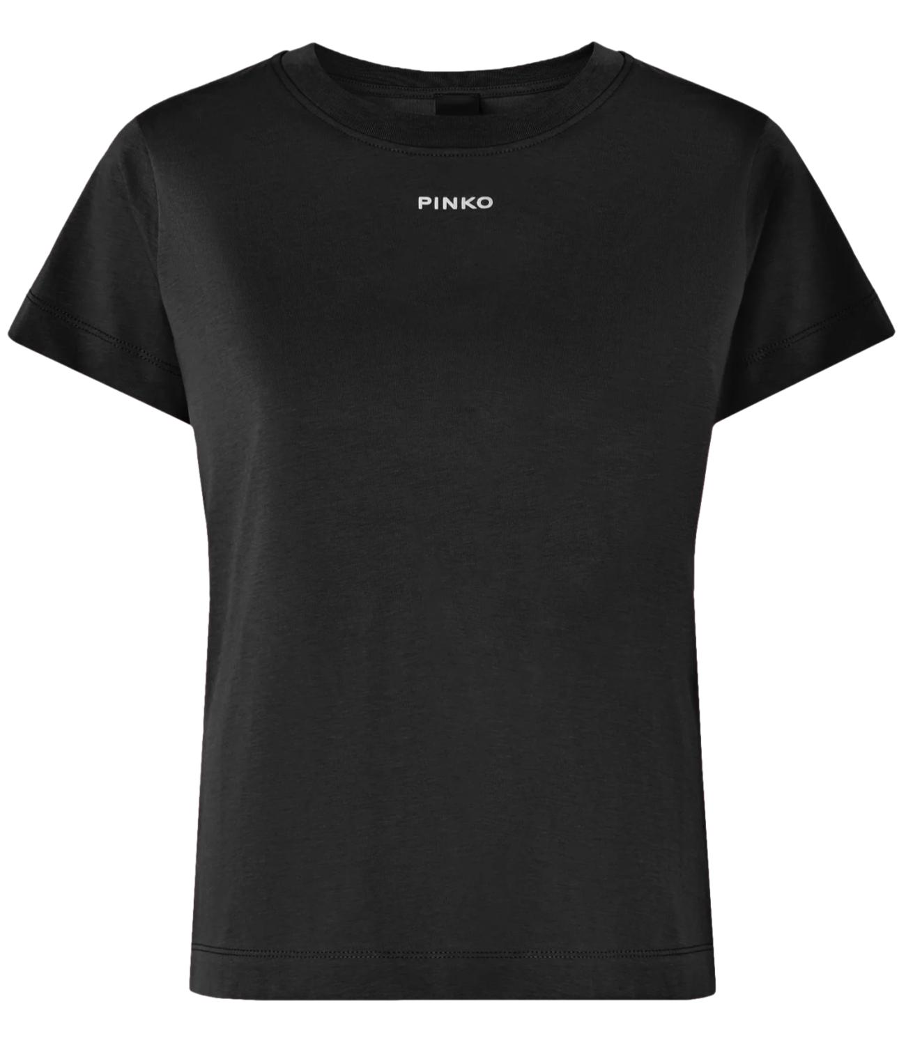 Pinko Basico T-Shirt Jersey Logo Sta Nero Donna