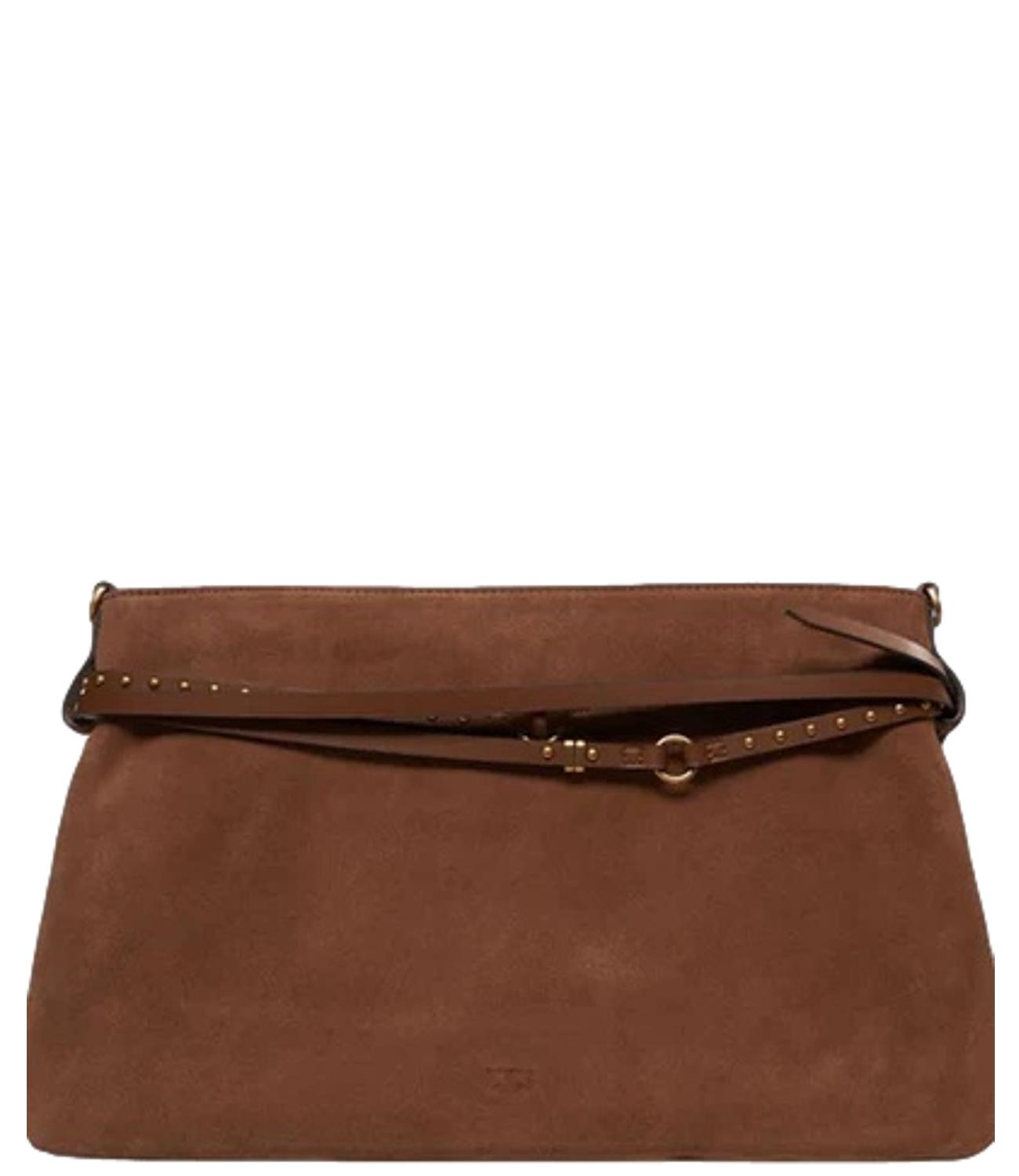 Pinko Belt Bag Big Suede marrone leone donna