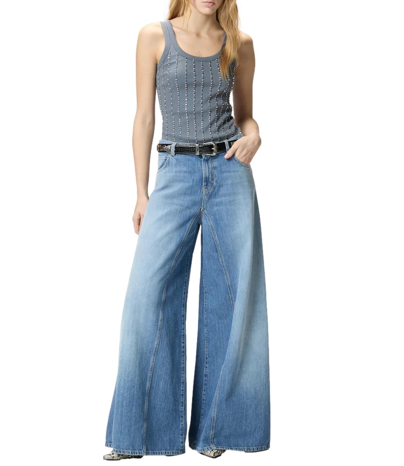 Pinko Winona Wide Leg denim blu donna