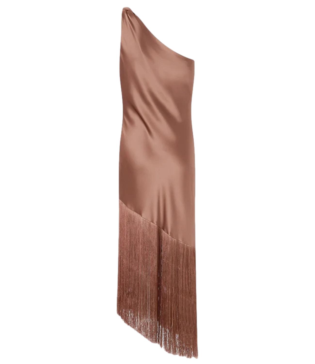 Pinko Kiwi Abito Satin marrone ghianda donna