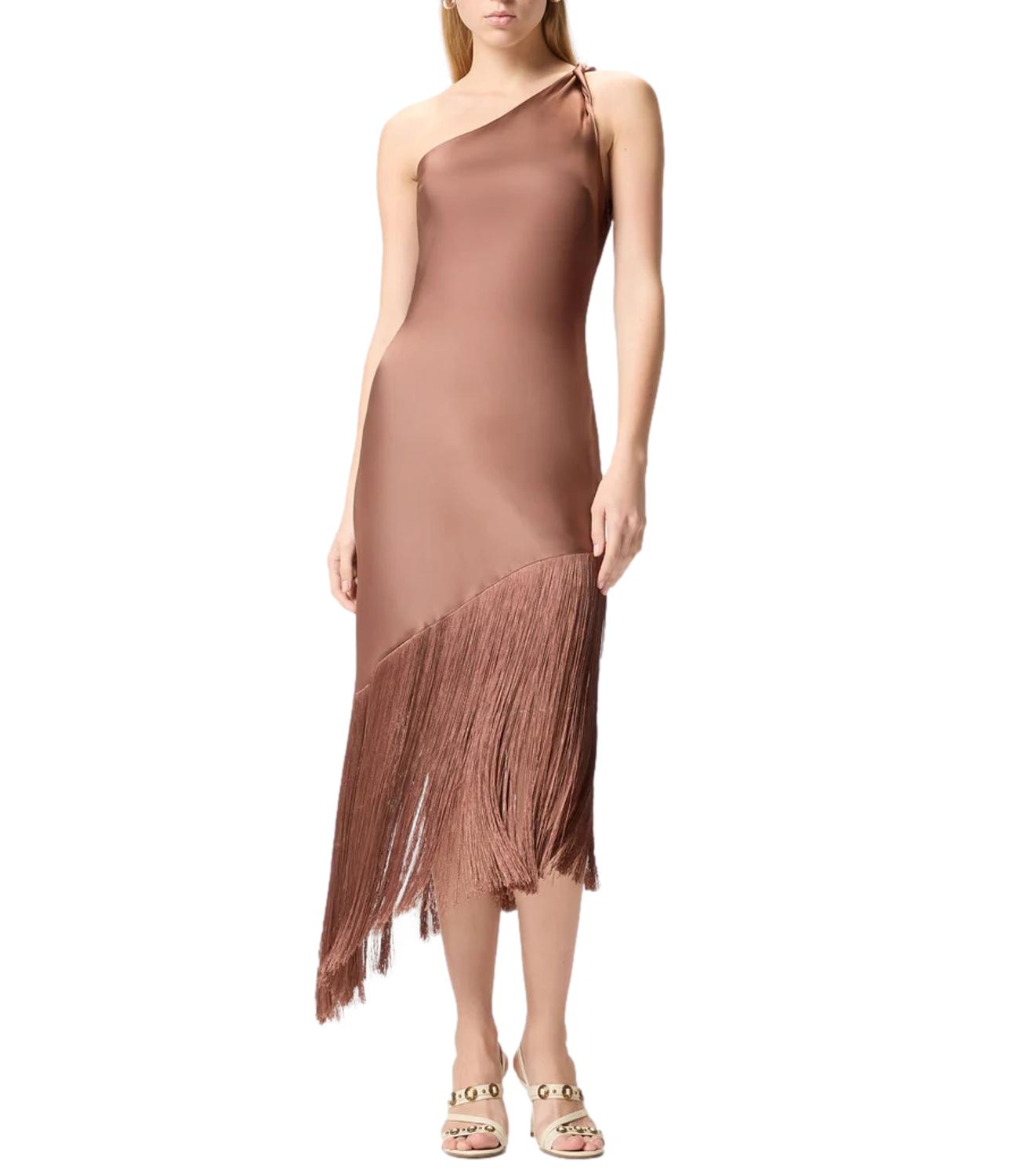 Pinko Kiwi Abito Satin marrone ghianda donna
