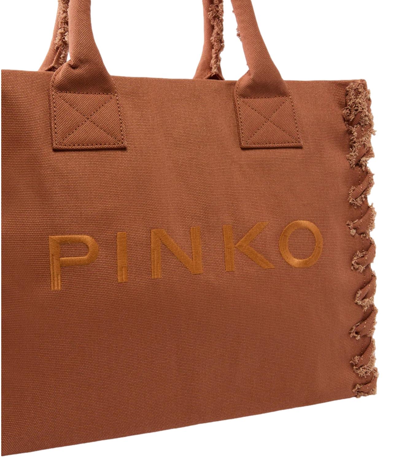 Pinko Beach Shopper Canvas marrone donna
