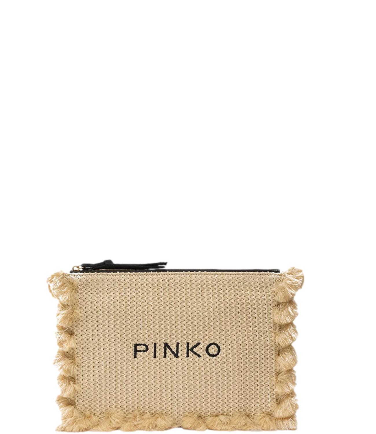 Flat Handle Rafia paglia clutch